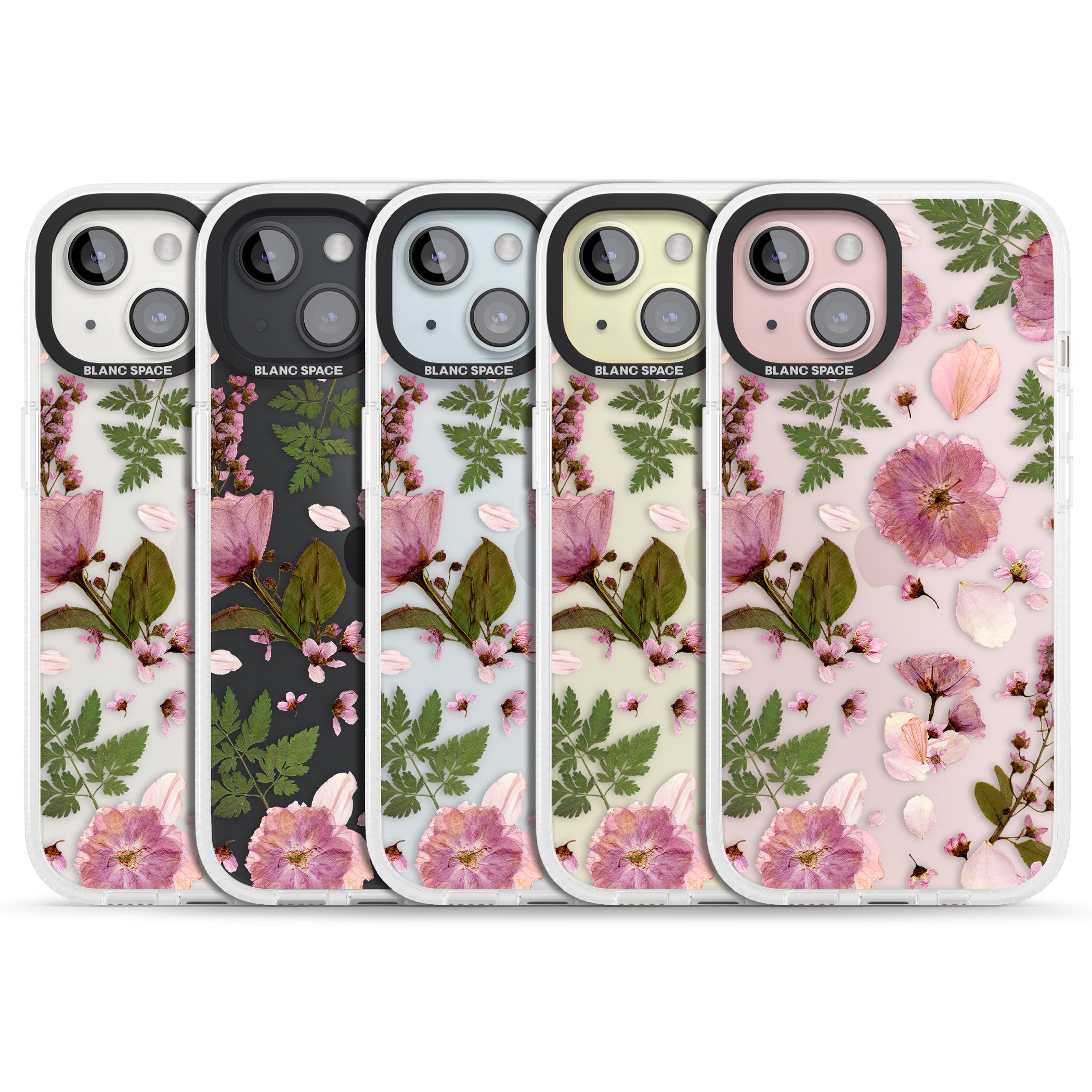 Natural Arrangement of Flowers & Leaves Design iPhone 15 / 14 / 13 Clear Case Impact Air - Blanc Space
