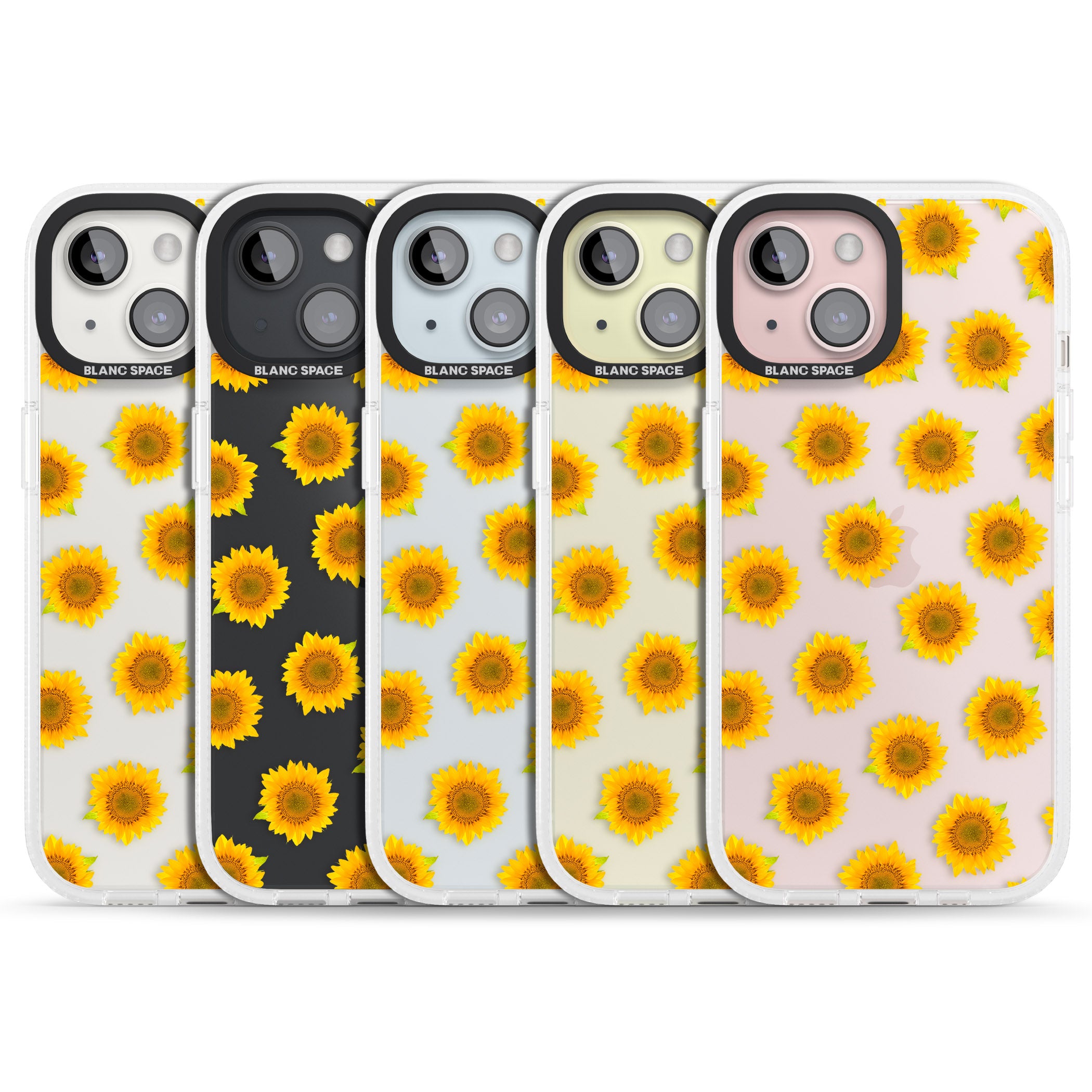 Sunflowers Transparent Pattern iPhone 15 / 14 / 13 Clear Case Impact Air - Blanc Space