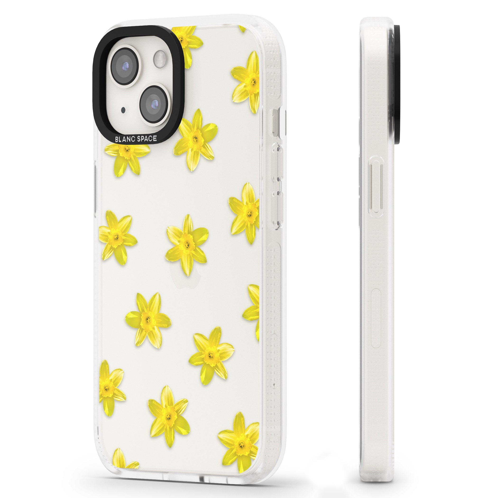 Daffodils Transparent Pattern iPhone 15 / 14 / 13 Clear Case Impact Air - Blanc Space