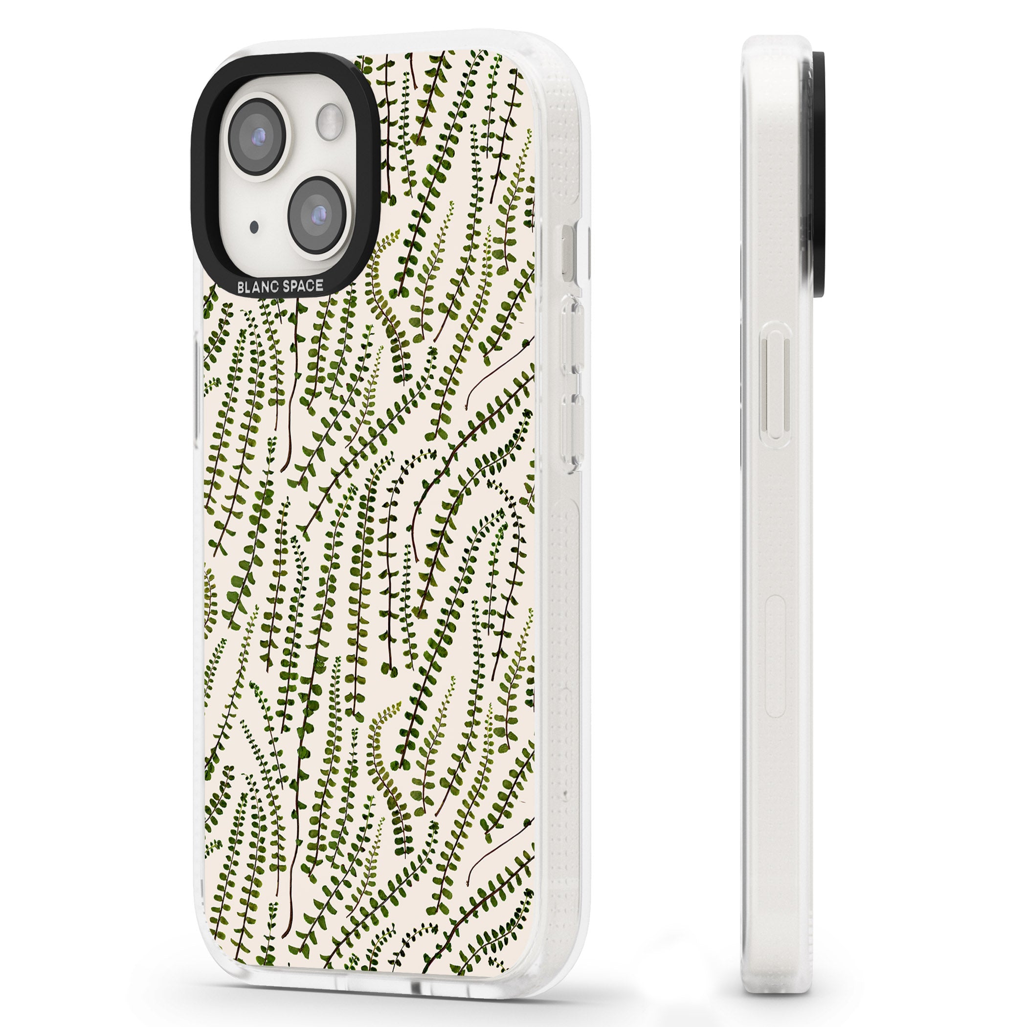 Fern Leaf Pattern Design - Cream iPhone 15 / 14 / 13 Clear Case Impact Air - Blanc Space