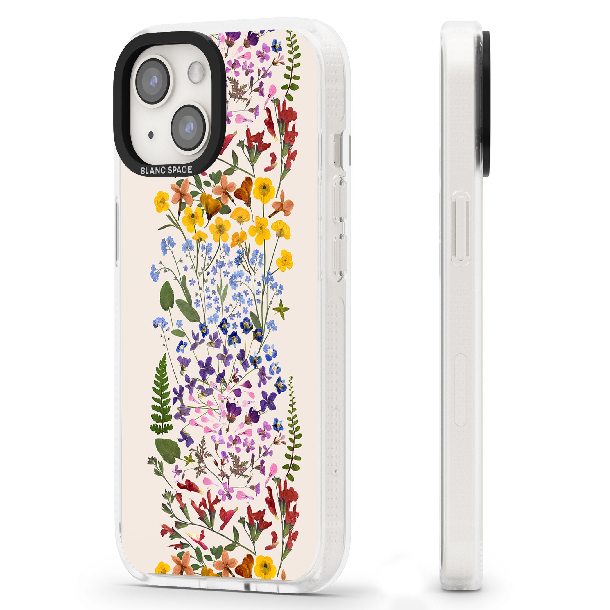 Wildflower Stripe Design - Cream iPhone 15 / 14 / 13 Clear Case Impact Air - Blanc Space