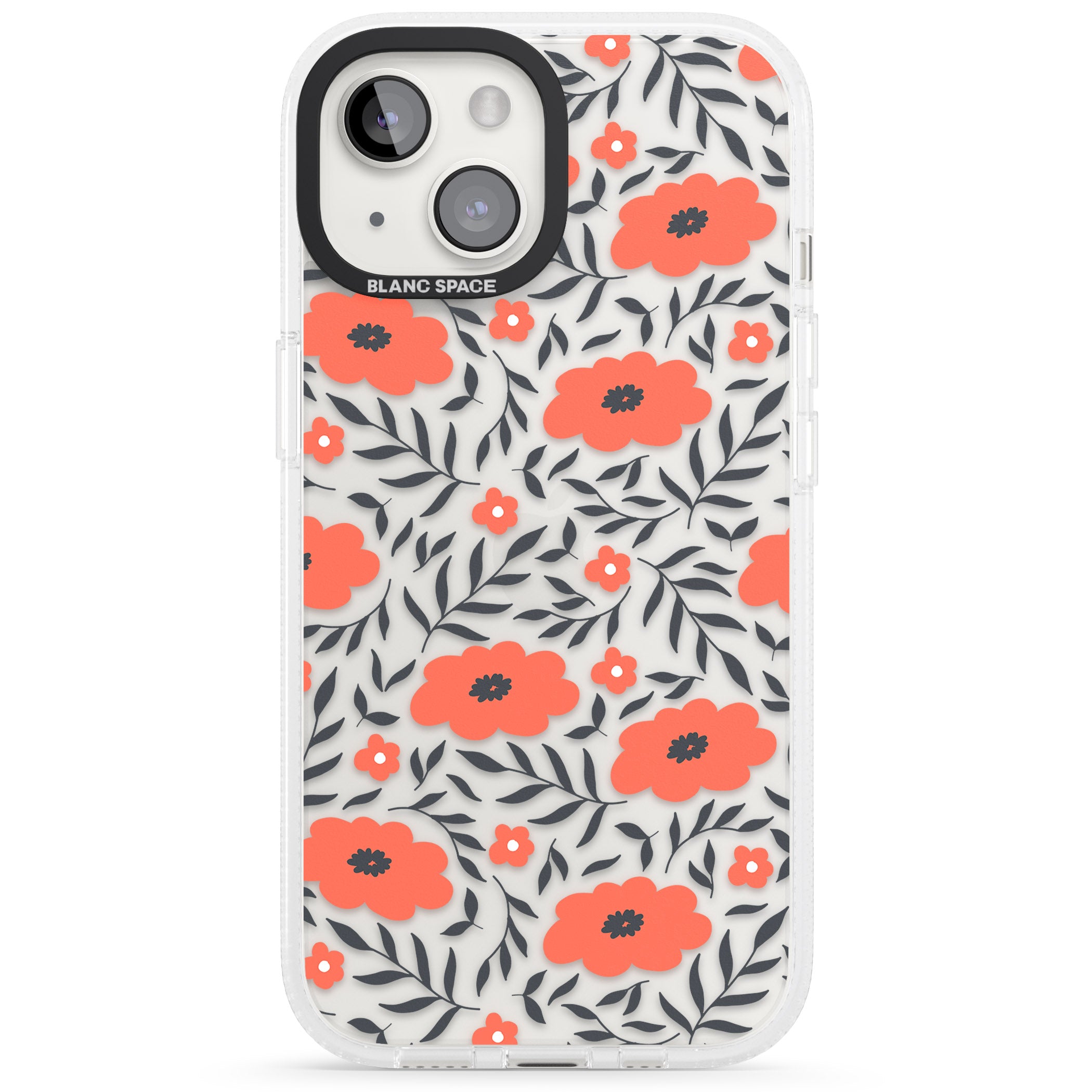 Red Poppy Transparent Floral iPhone 15 / 14 / 13 Clear Case Impact Air - Blanc Space