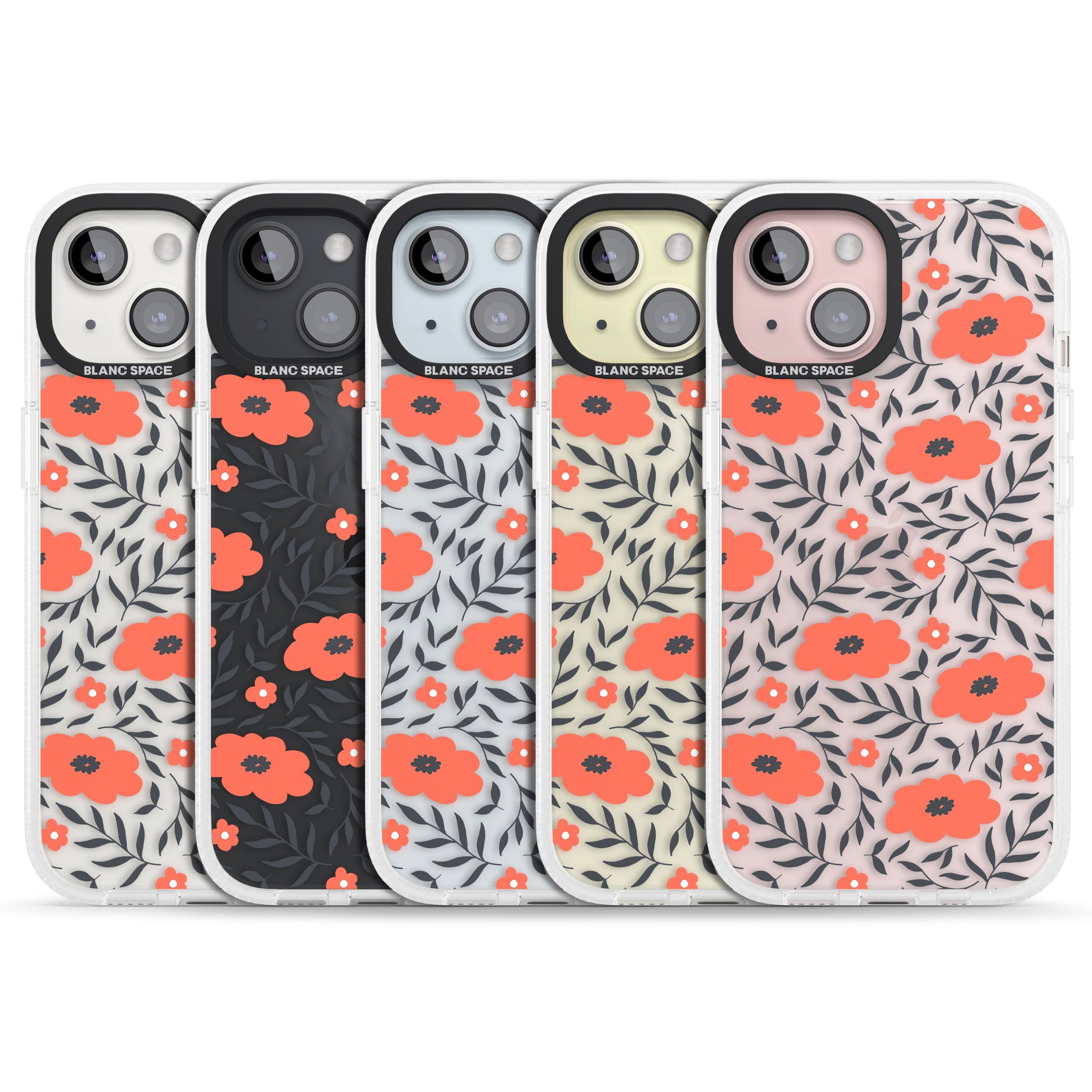 Red Poppy Transparent Floral iPhone 15 / 14 / 13 Clear Case Impact Air - Blanc Space