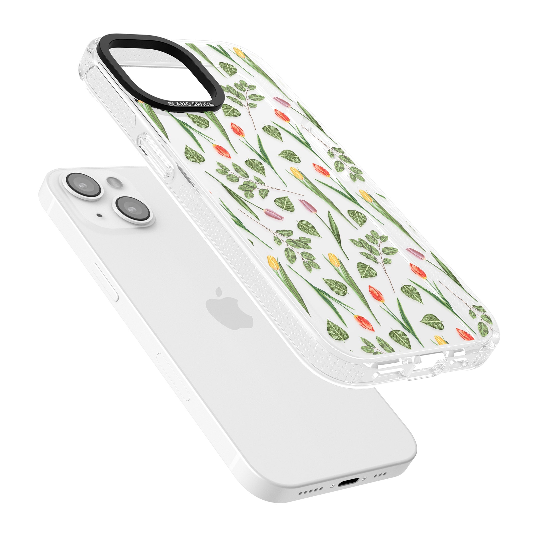 Spring Tulips Transparent Floral iPhone 15 / 14 / 13 Clear Case Impact Air - Blanc Space