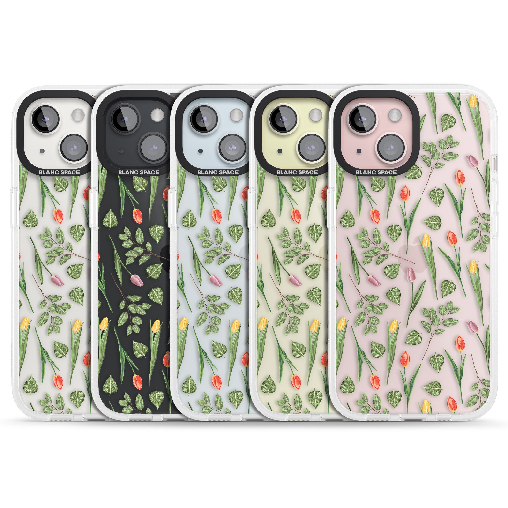 Spring Tulips Transparent Floral iPhone 15 / 14 / 13 Clear Case Impact Air - Blanc Space