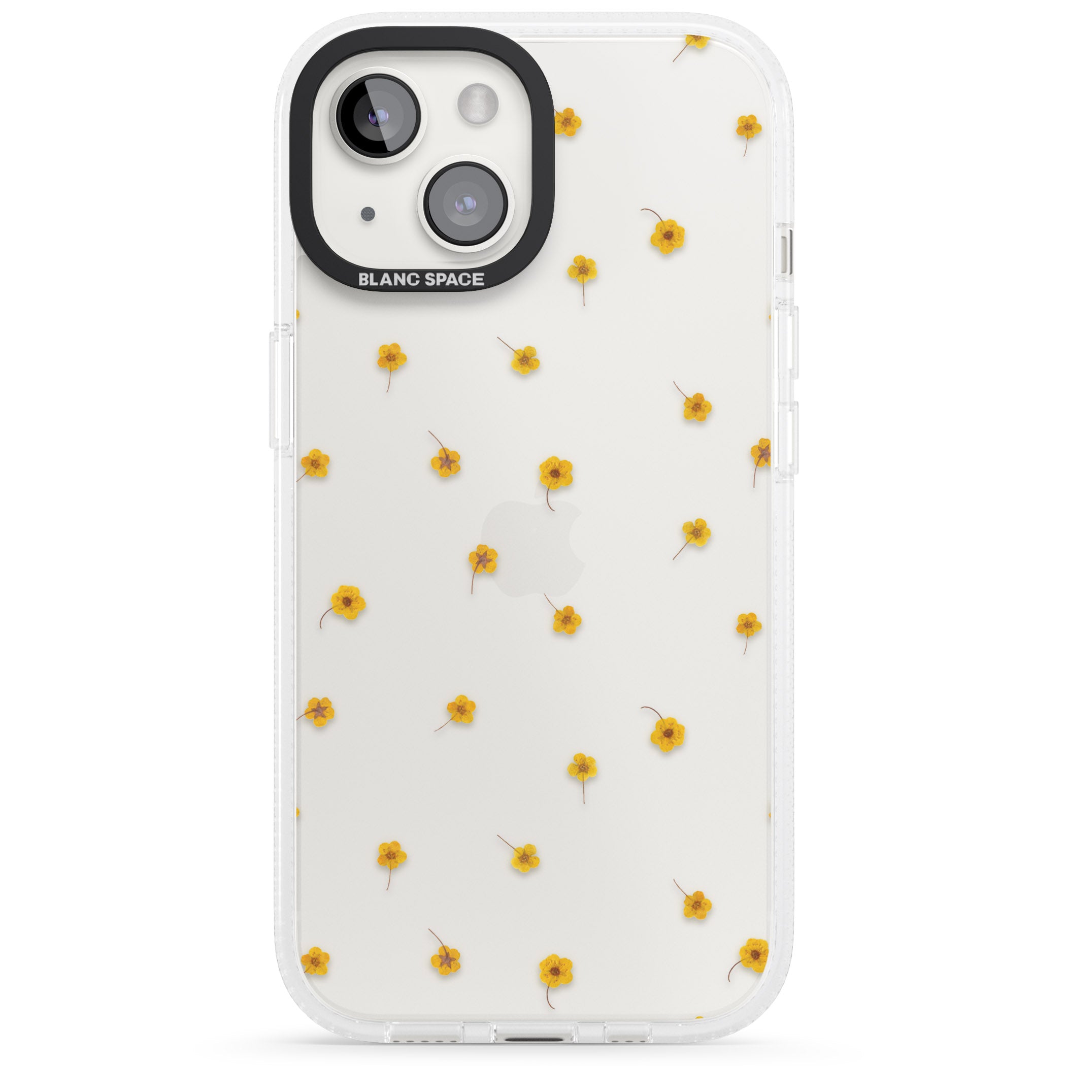 Yellow Flower Pattern - Dried Flower-Inspired iPhone 15 / 14 / 13 Clear Case Impact Air - Blanc Space