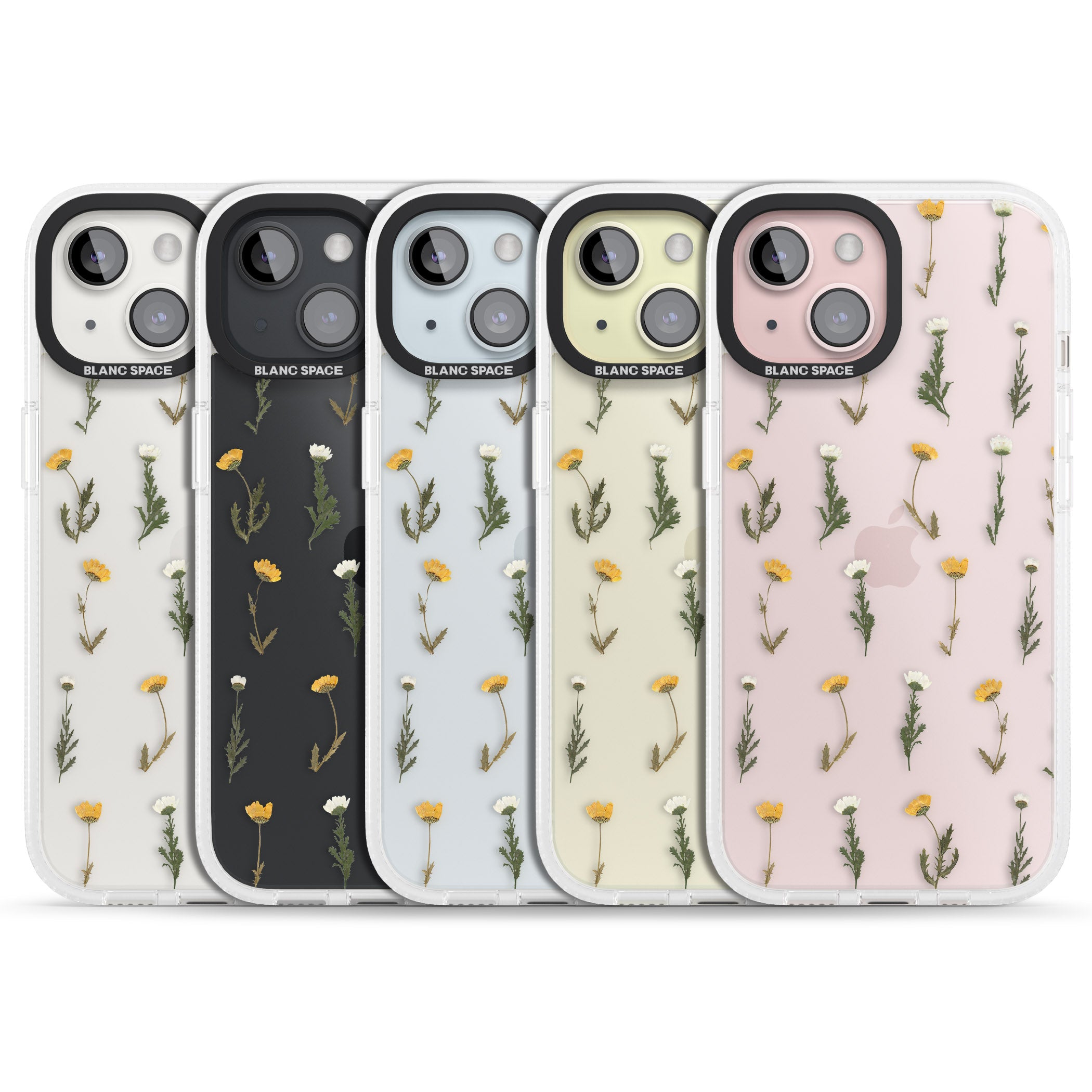 Pressed Flower iPhone 15 / 14 / 13 Clear Case Impact Air - Blanc Space