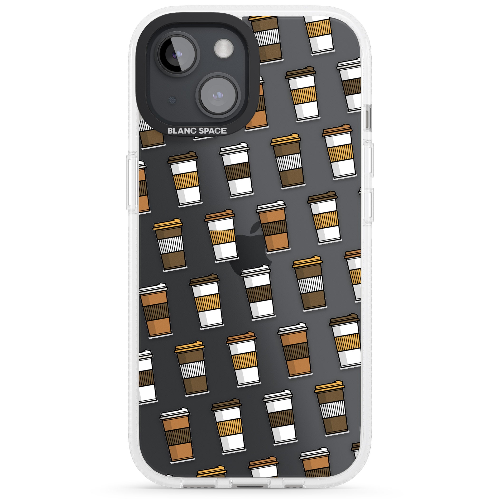 Coffee Cup Pattern iPhone 15 / 14 / 13 Clear Case Impact Air - Blanc Space