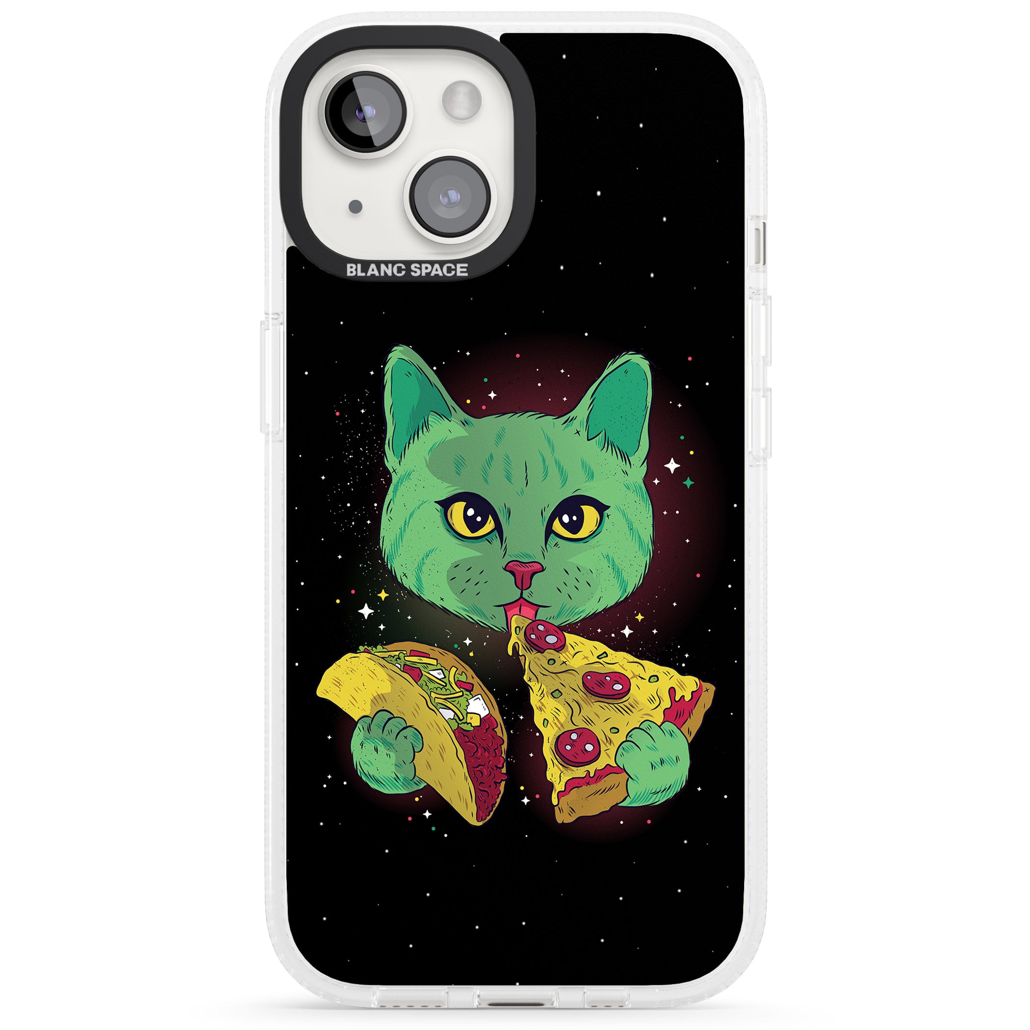 Pizza Purr iPhone 15 / 14 / 13 Clear Case Impact Air - Blanc Space