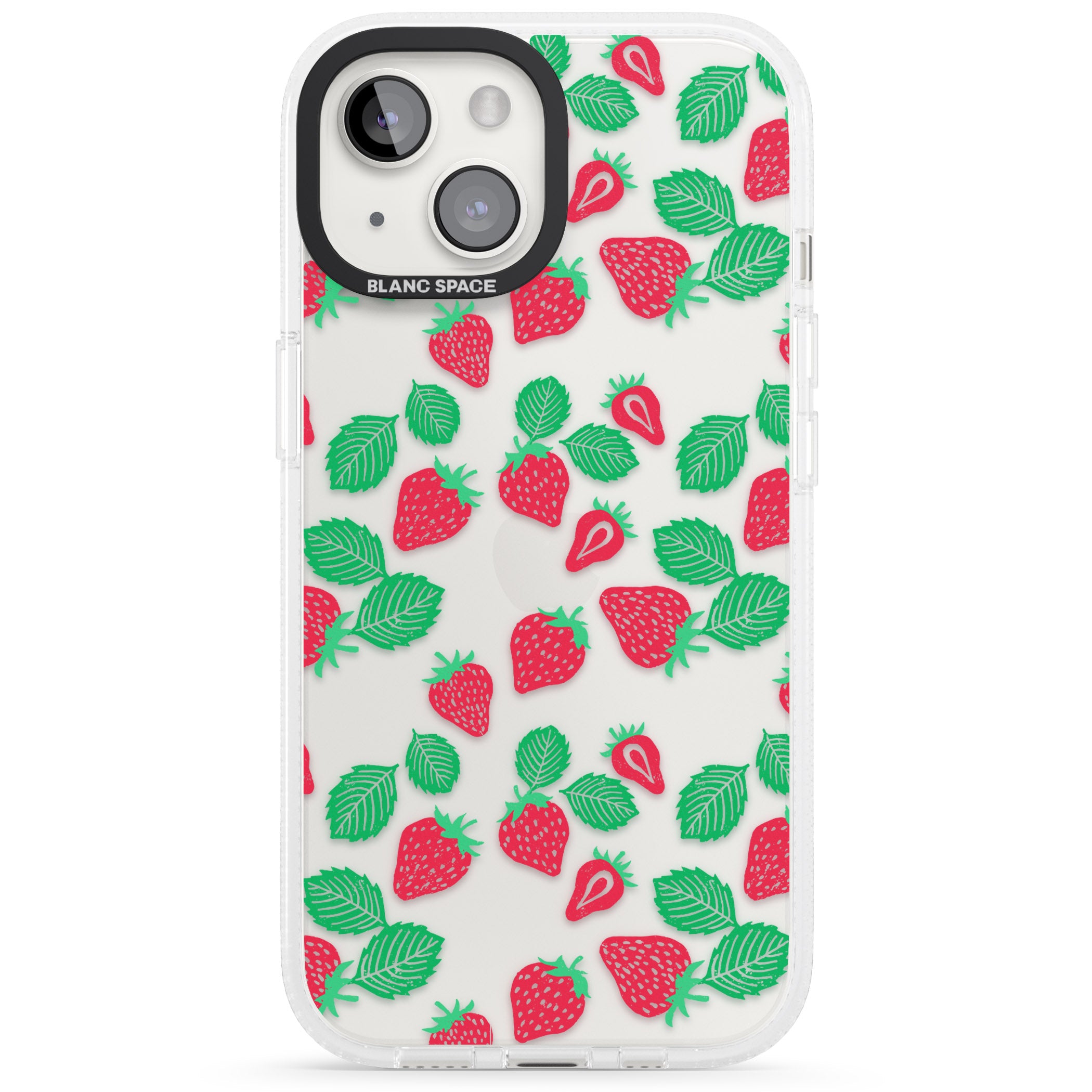 Strawberry Pattern iPhone 15 / 14 / 13 Clear Case Impact Air - Blanc Space