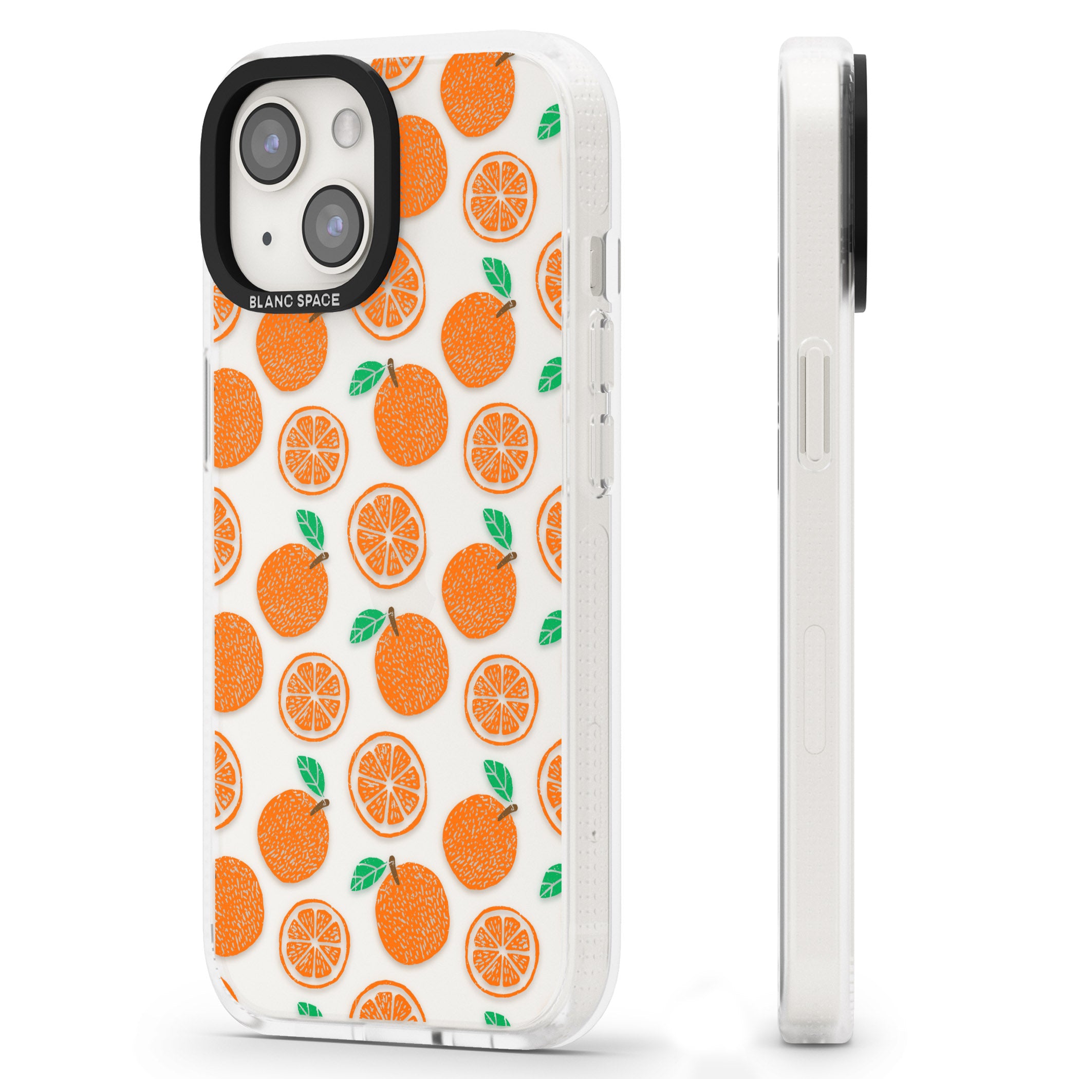 Orange Pattern iPhone 15 / 14 / 13 Clear Case Impact Air - Blanc Space