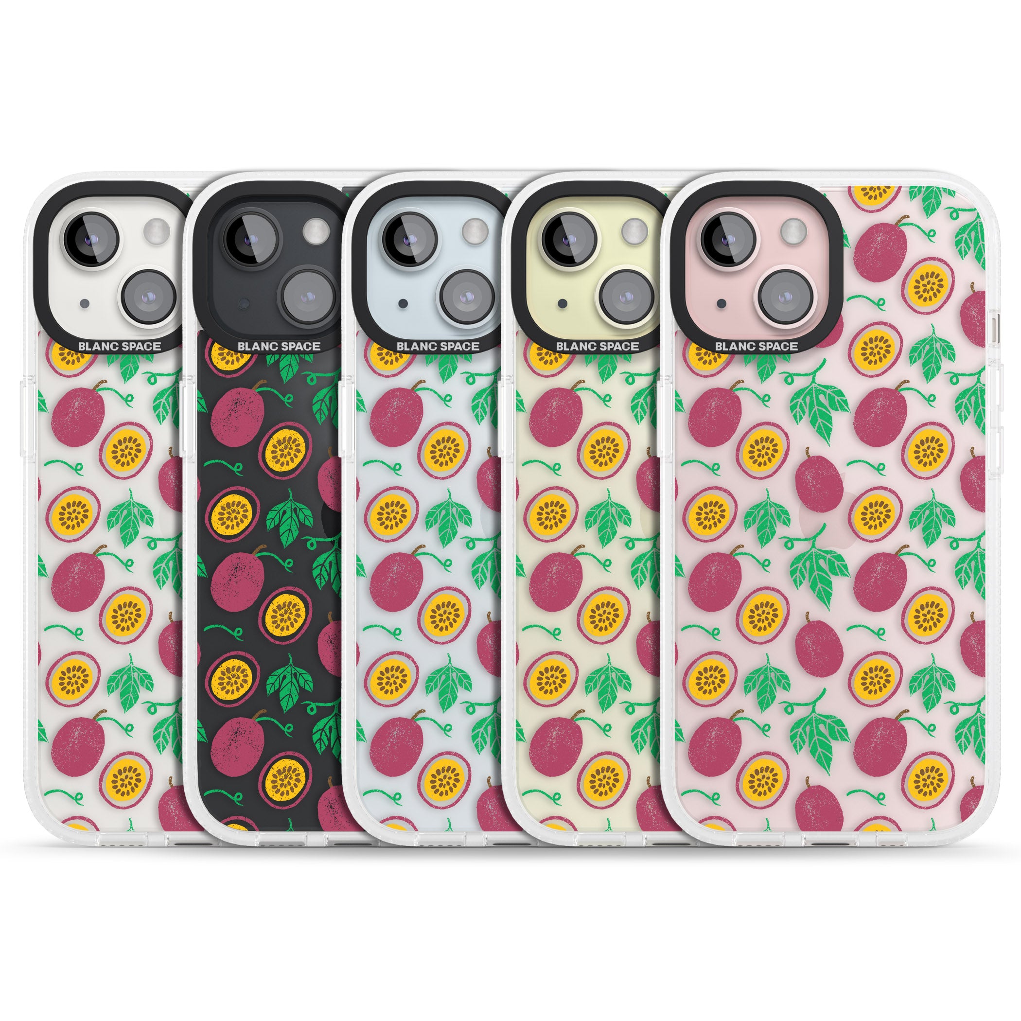 Passion Fruit Pattern iPhone 15 / 14 / 13 Clear Case Impact Air - Blanc Space