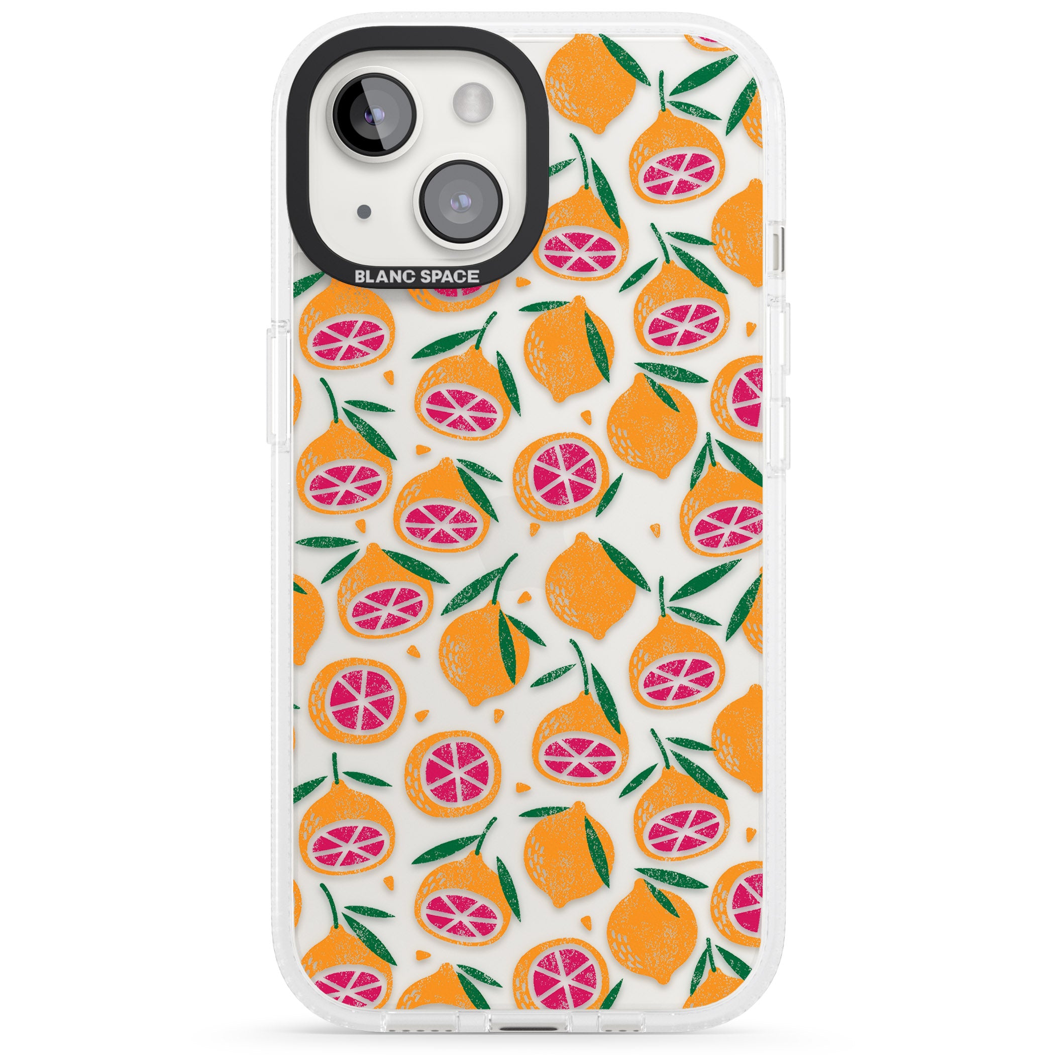 Blood Orange Fruit Pattern Transparent iPhone 15 / 14 / 13 Clear Case Impact Air - Blanc Space
