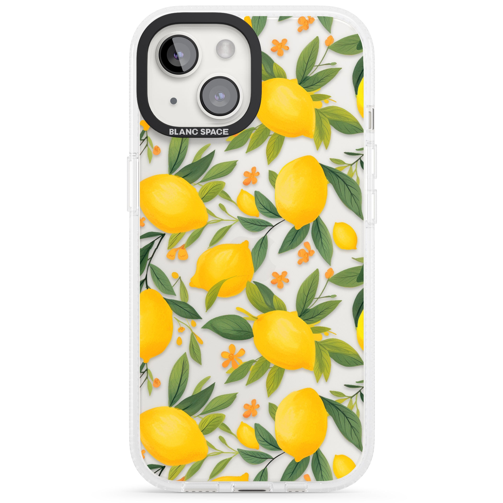 Lemon Pattern iPhone 15 / 14 / 13 Clear Case Impact Air - Blanc Space