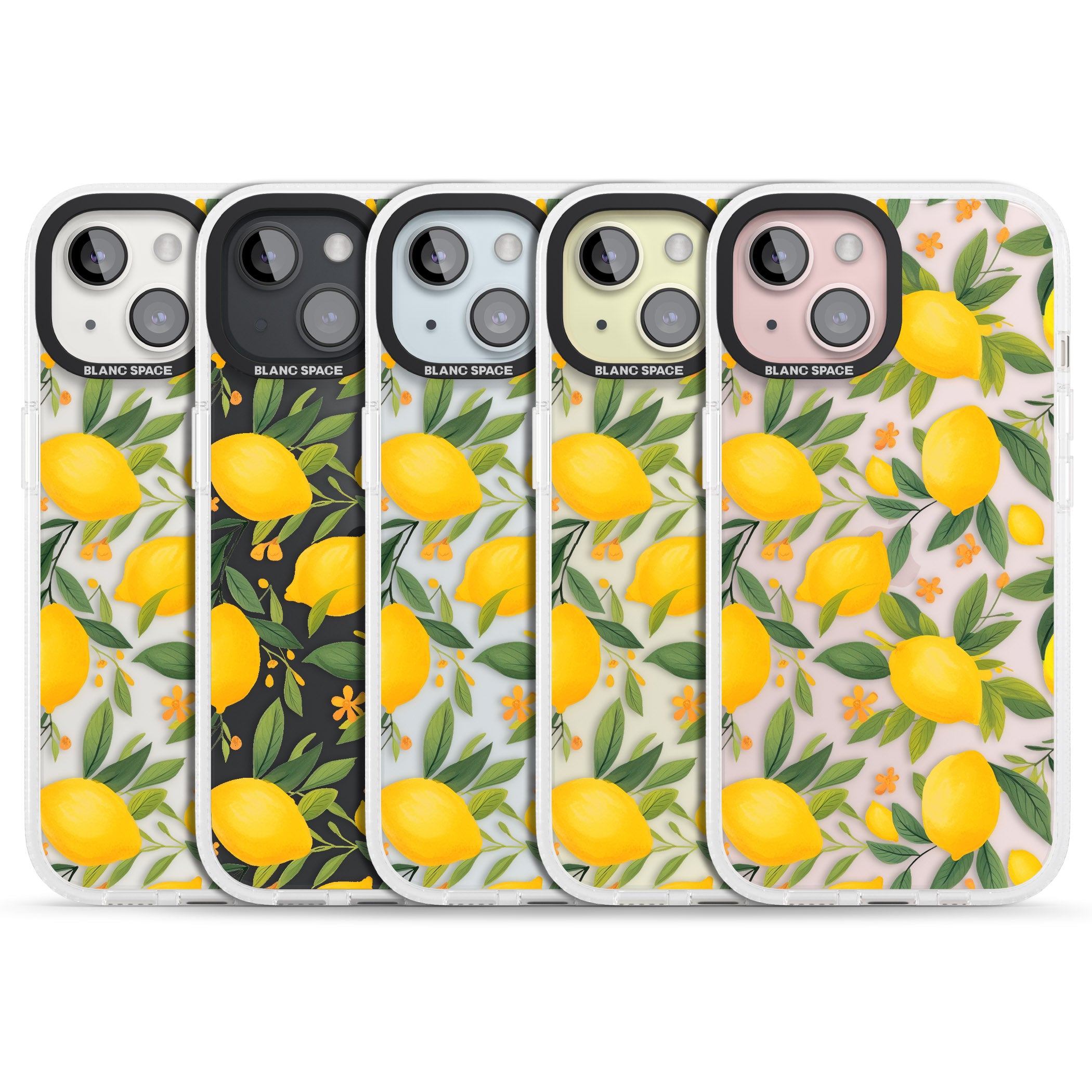Lemon Pattern iPhone 15 / 14 / 13 Clear Case Impact Air - Blanc Space