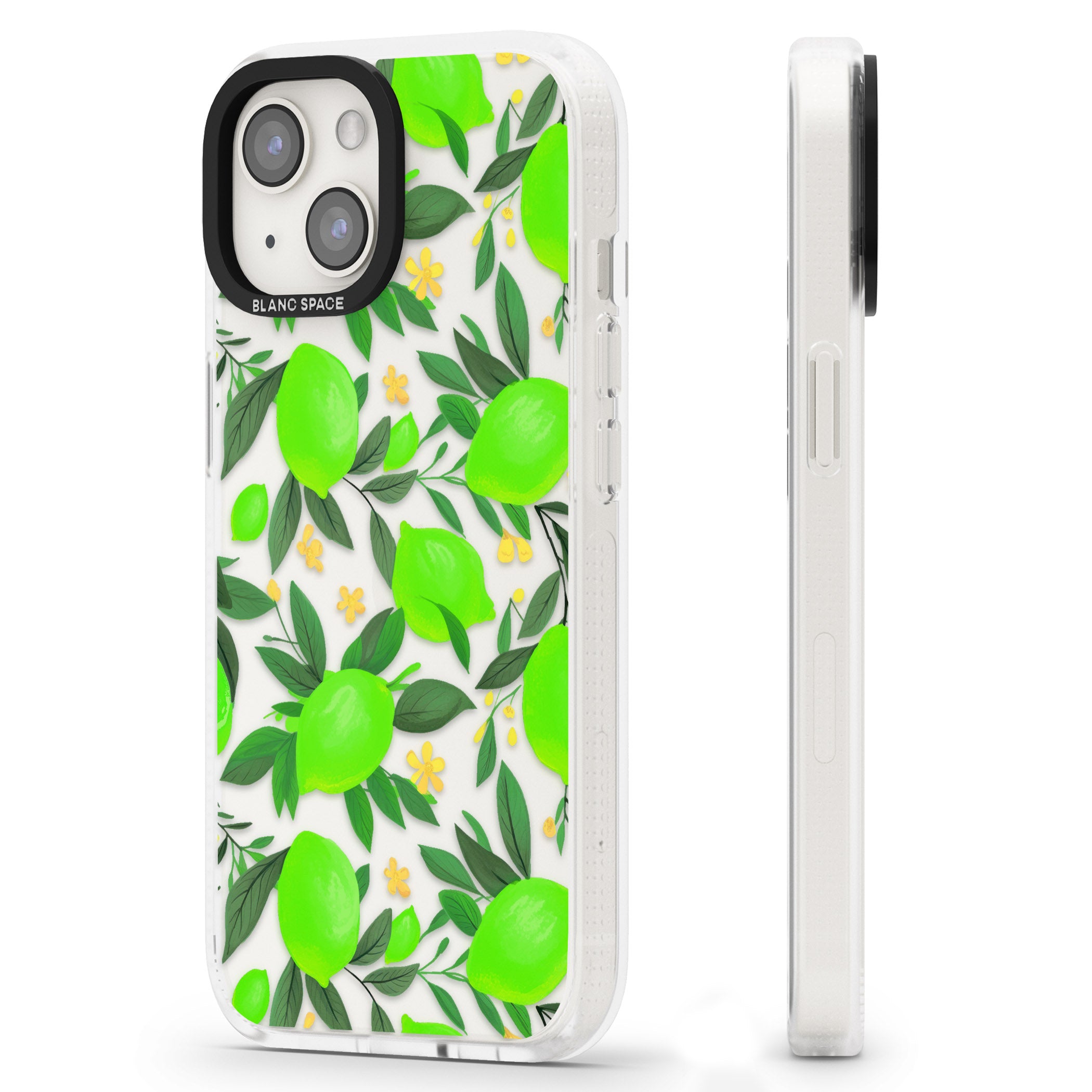 Lime Pattern iPhone 15 / 14 / 13 Clear Case Impact Air - Blanc Space