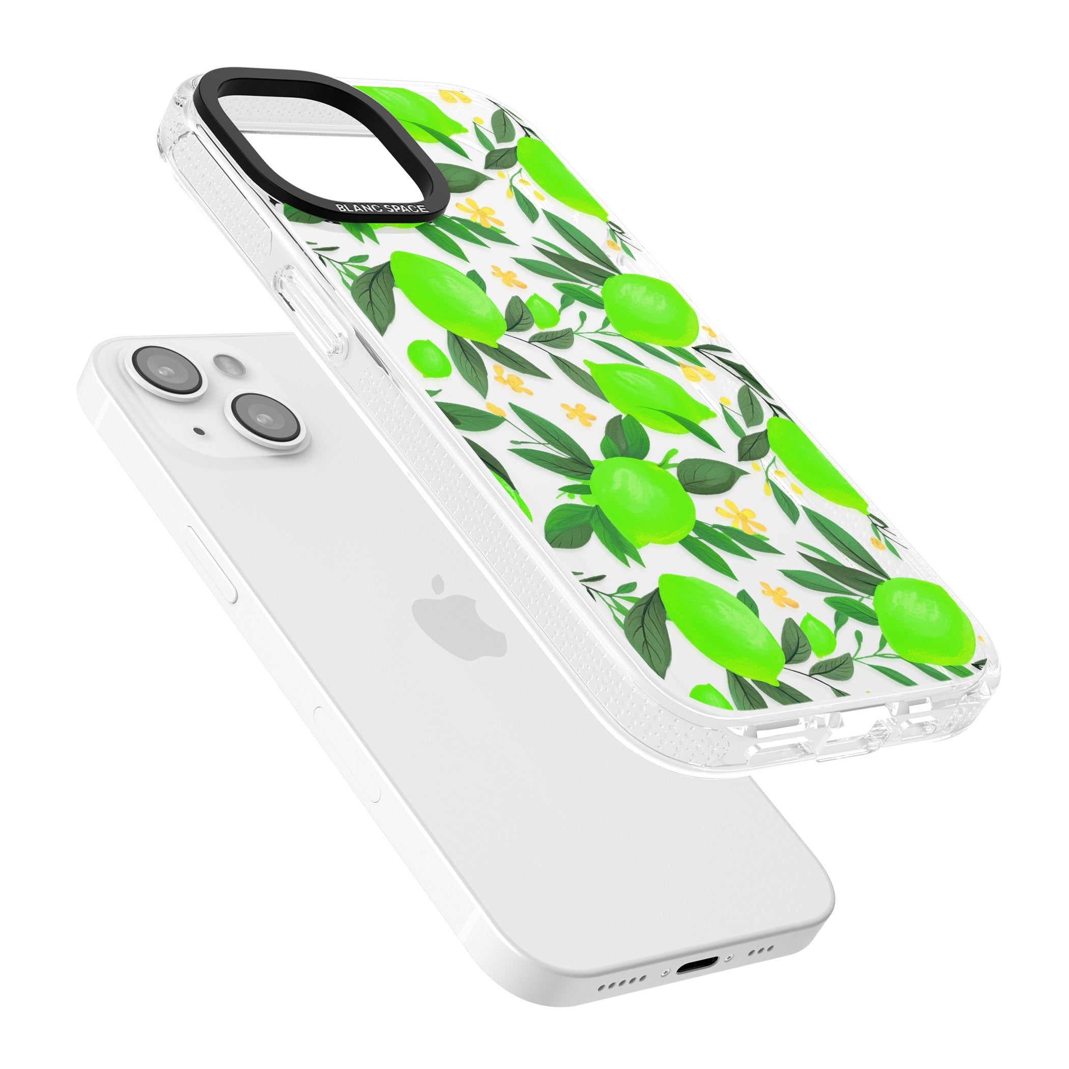 Lime Pattern iPhone 15 / 14 / 13 Clear Case Impact Air - Blanc Space