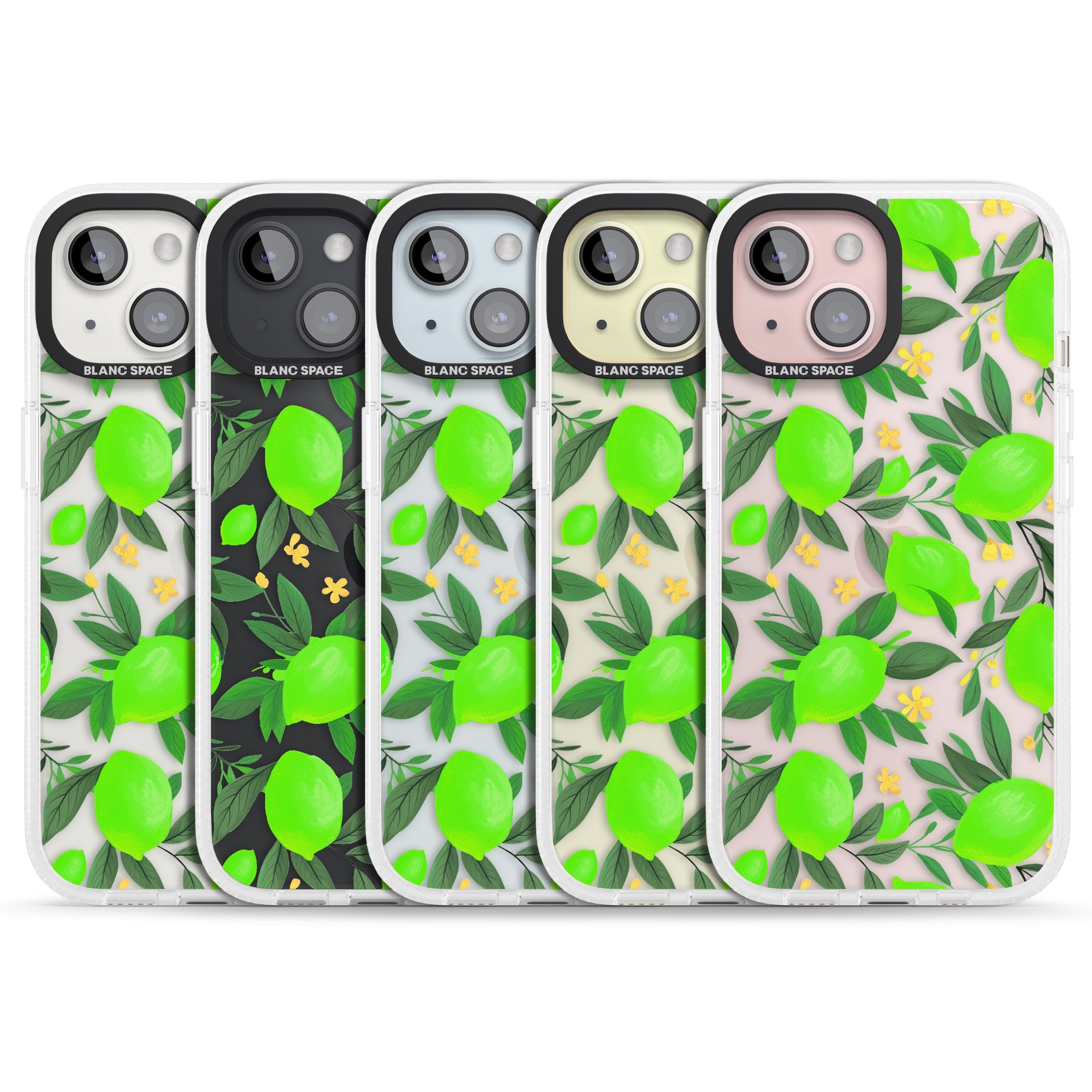 Lime Pattern iPhone 15 / 14 / 13 Clear Case Impact Air - Blanc Space