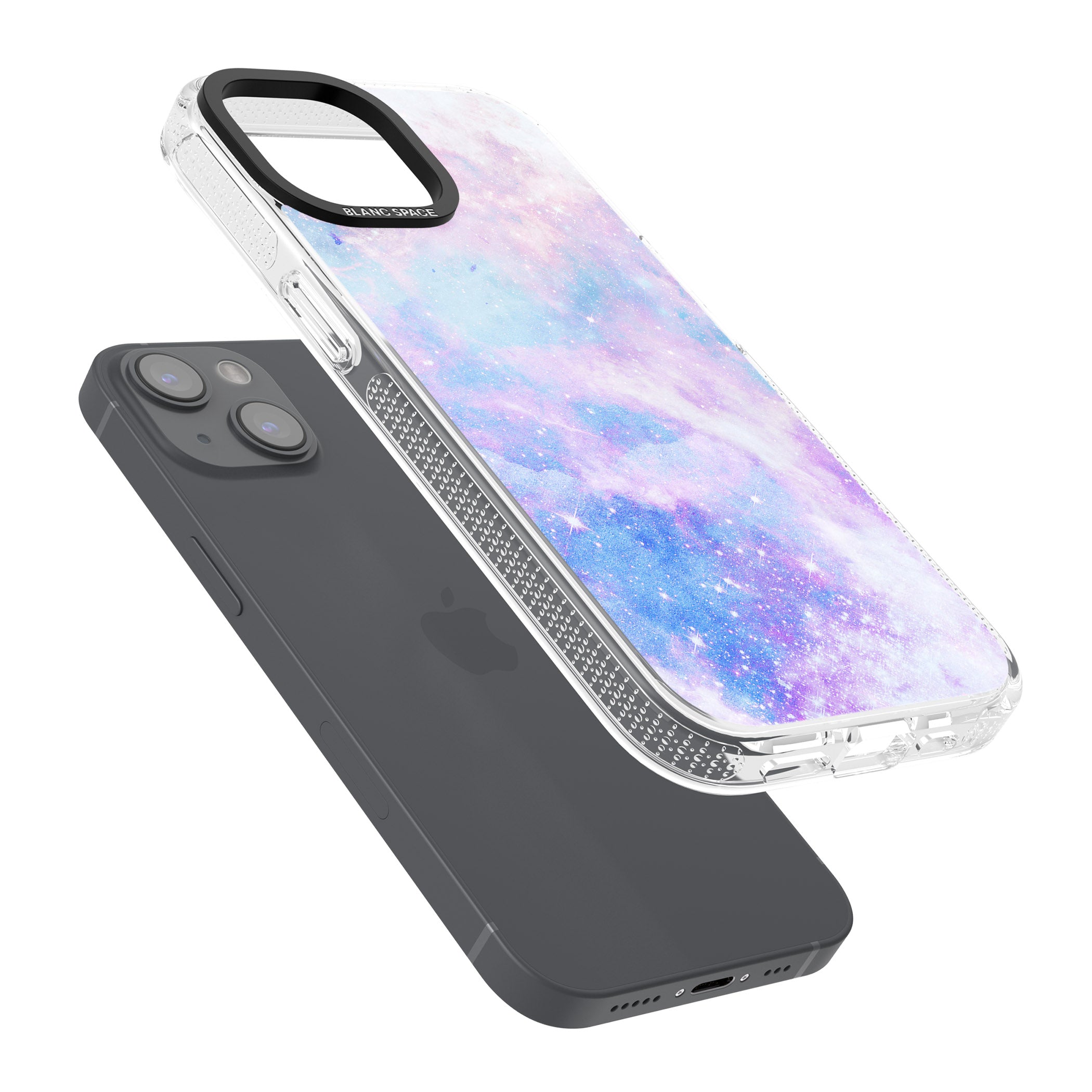 Light Blue Galaxy Pattern Design iPhone 15 / 14 / 13 Clear Case Impact Air - Blanc Space