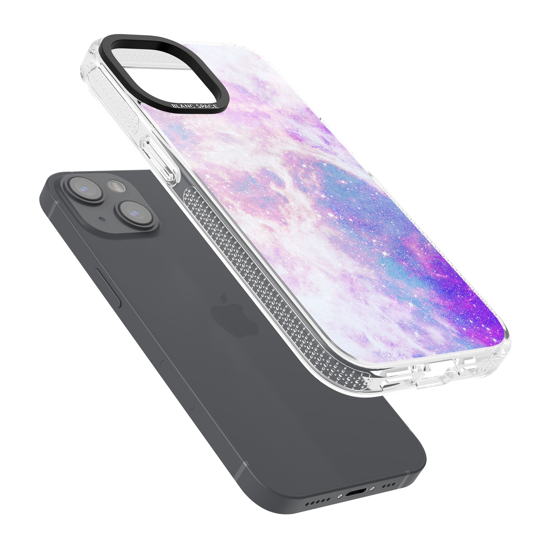 Purple & Blue Galaxy Pattern Design iPhone 15 / 14 / 13 Clear Case Impact Air - Blanc Space