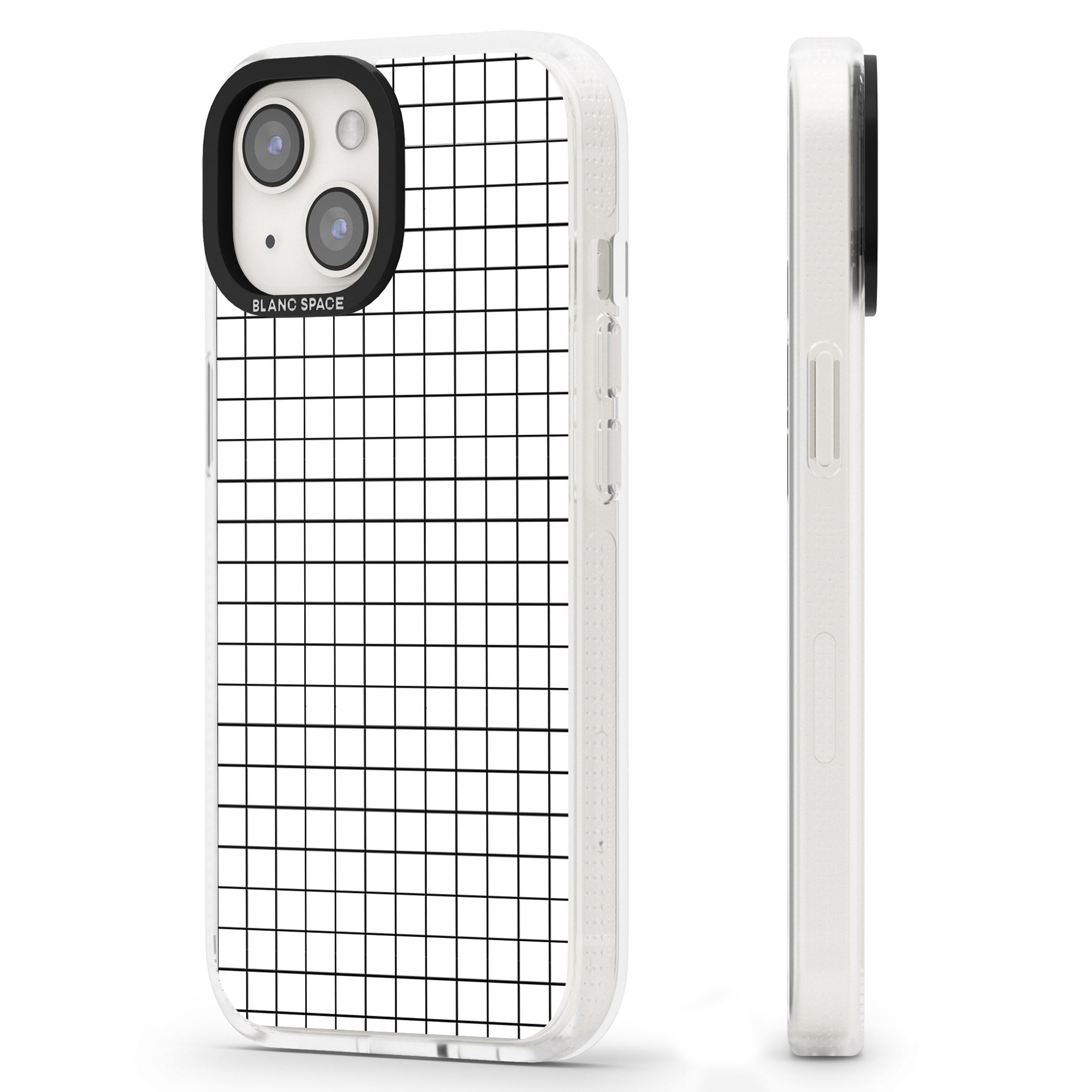 Simplistic Small Grid Designs White iPhone 15 / 14 / 13 Clear Case Impact Air - Blanc Space