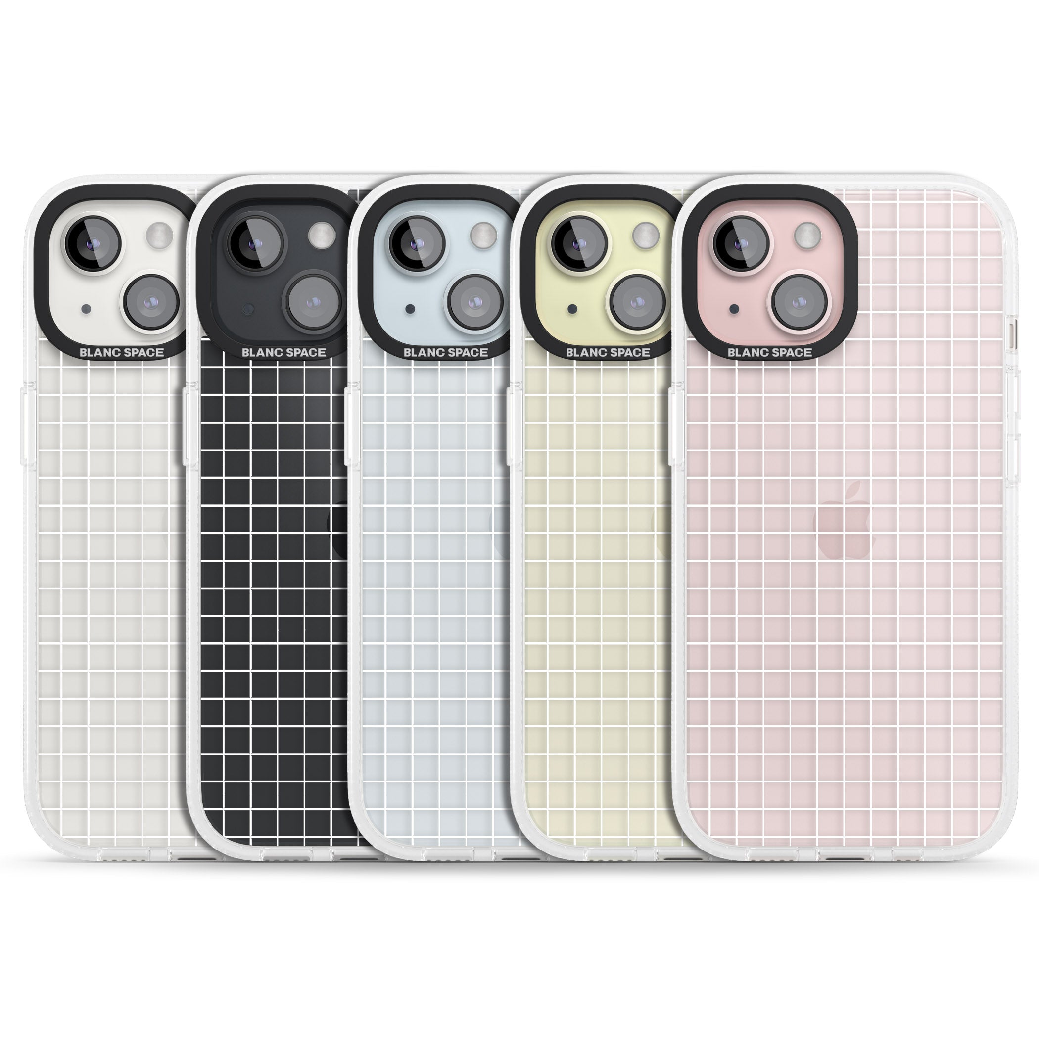 Simplistic Small Grid Designs White (Transparent) iPhone 15 / 14 / 13 Clear Case Impact Air - Blanc Space