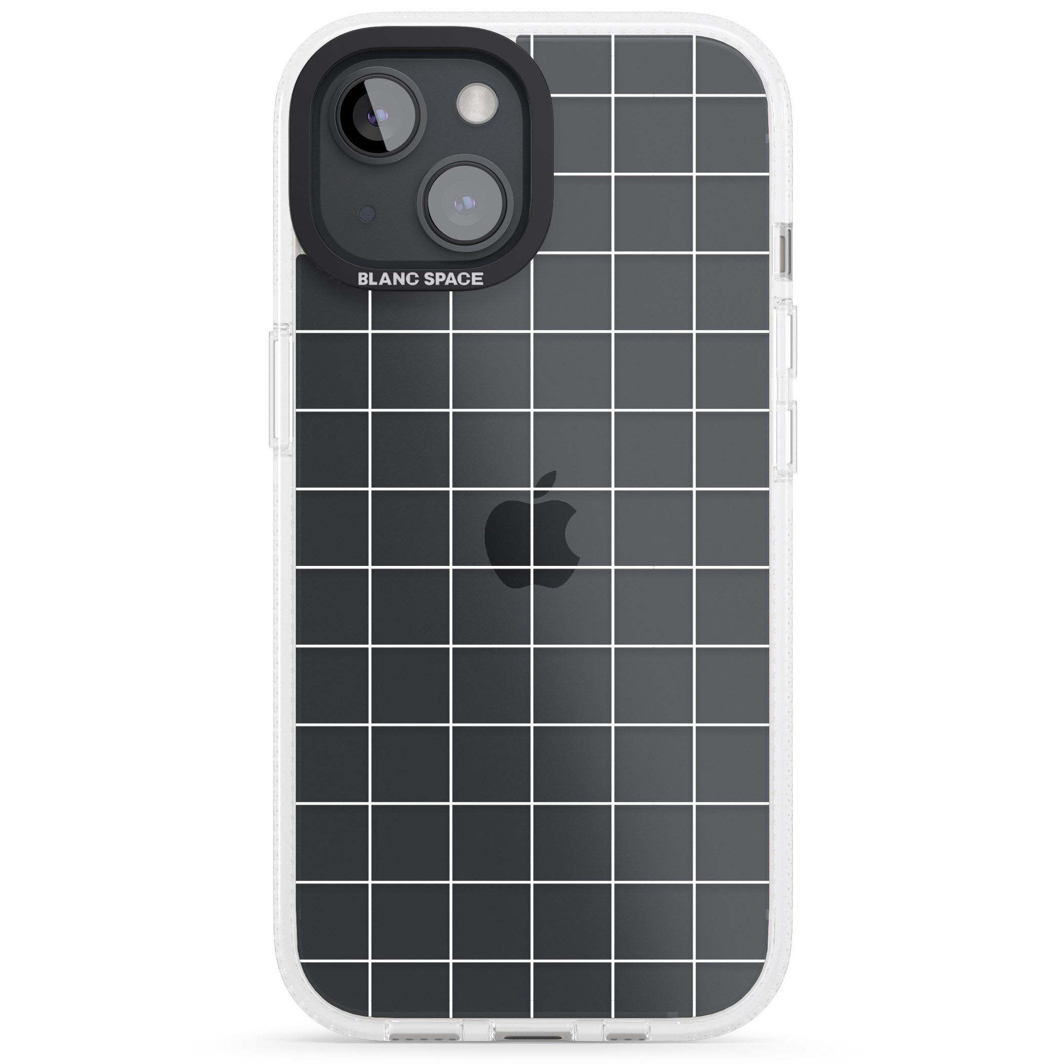Simplistic Large Grid Pattern White (Transparent) iPhone 15 / 14 / 13 Clear Case Impact Air - Blanc Space