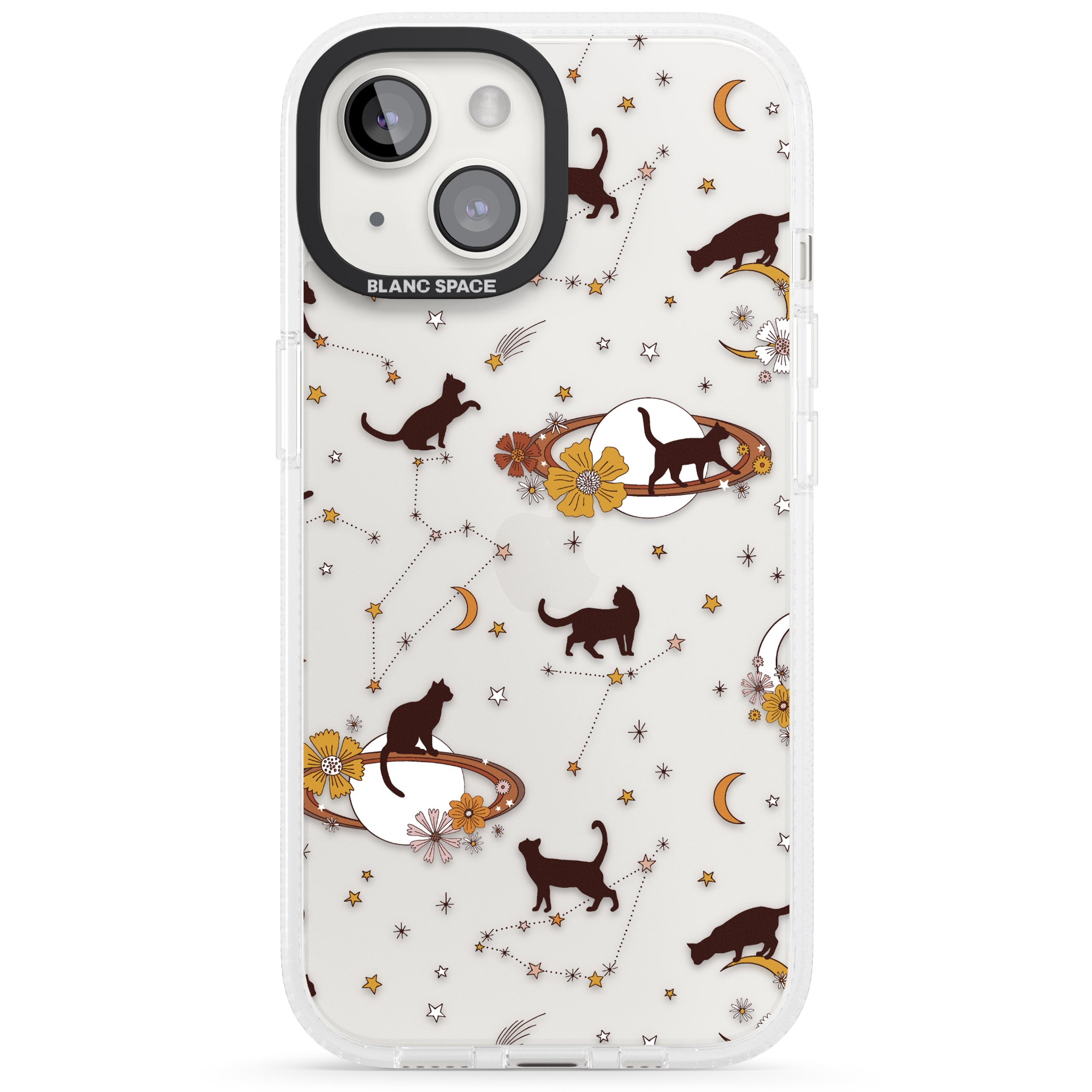 Halloween Cats and Astrology iPhone 15 / 14 / 13 Clear Case Impact Air - Blanc Space