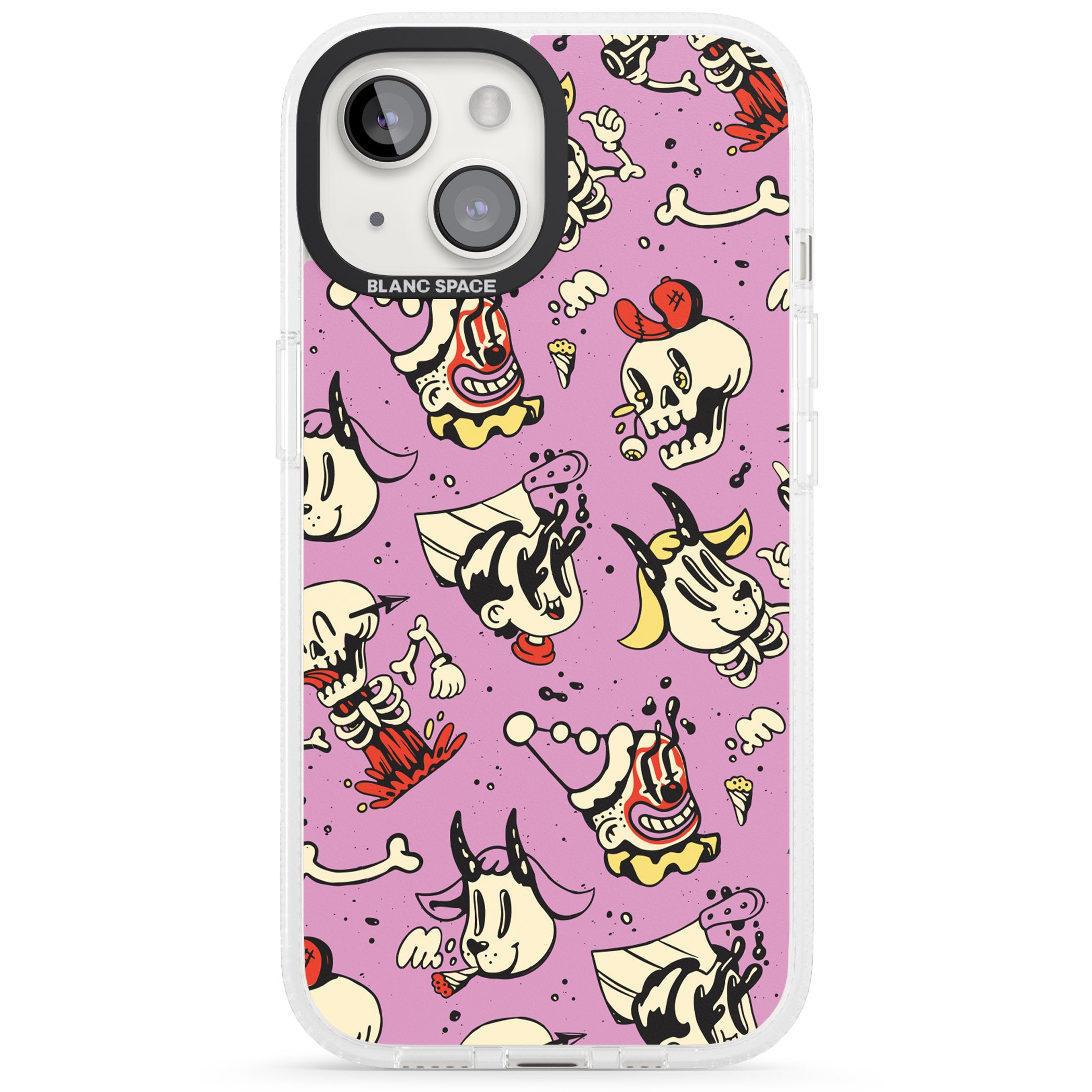 Purple Retro Halloween Pattern iPhone 15 / 14 / 13 Clear Case Impact Air - Blanc Space