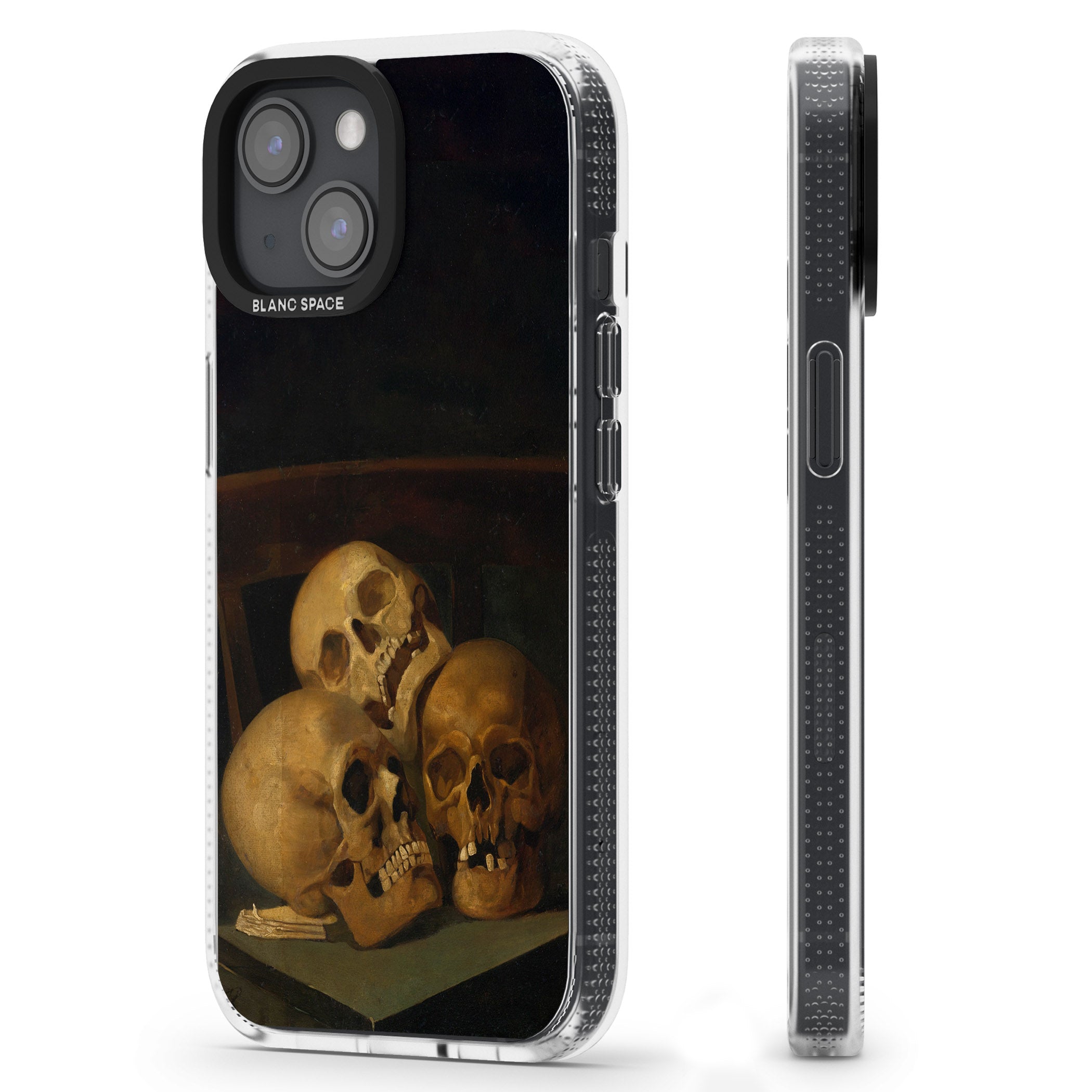 Still Life of Three Skulls iPhone 15 / 14 / 13 Clear Case Impact Air - Blanc Space