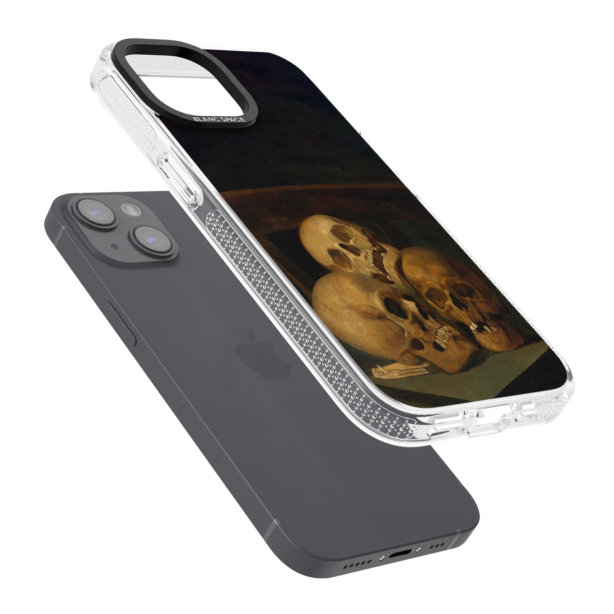 Still Life of Three Skulls iPhone 15 / 14 / 13 Clear Case Impact Air - Blanc Space