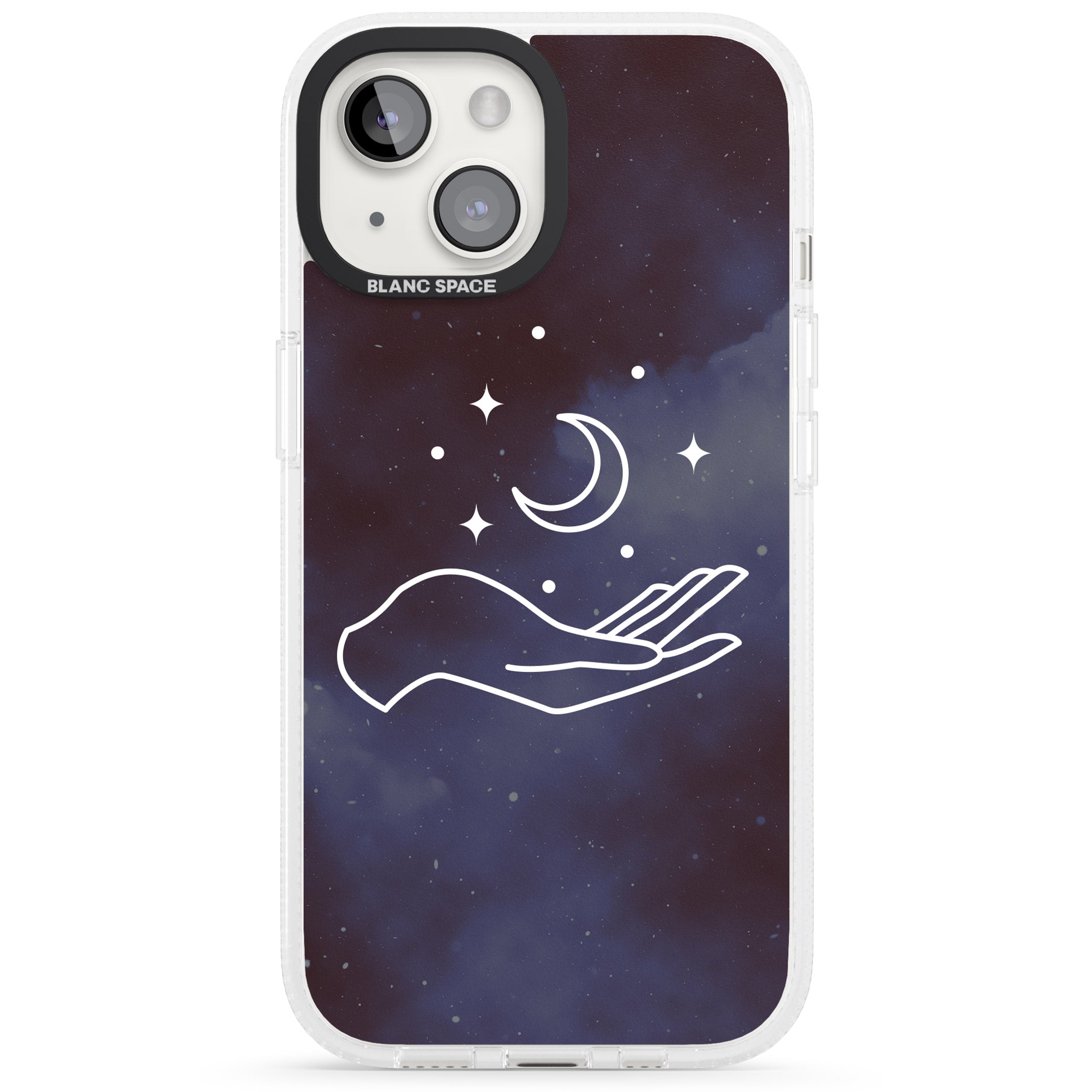 Floating Moon Above Hand iPhone 15 / 14 / 13 Clear Case Impact Air - Blanc Space