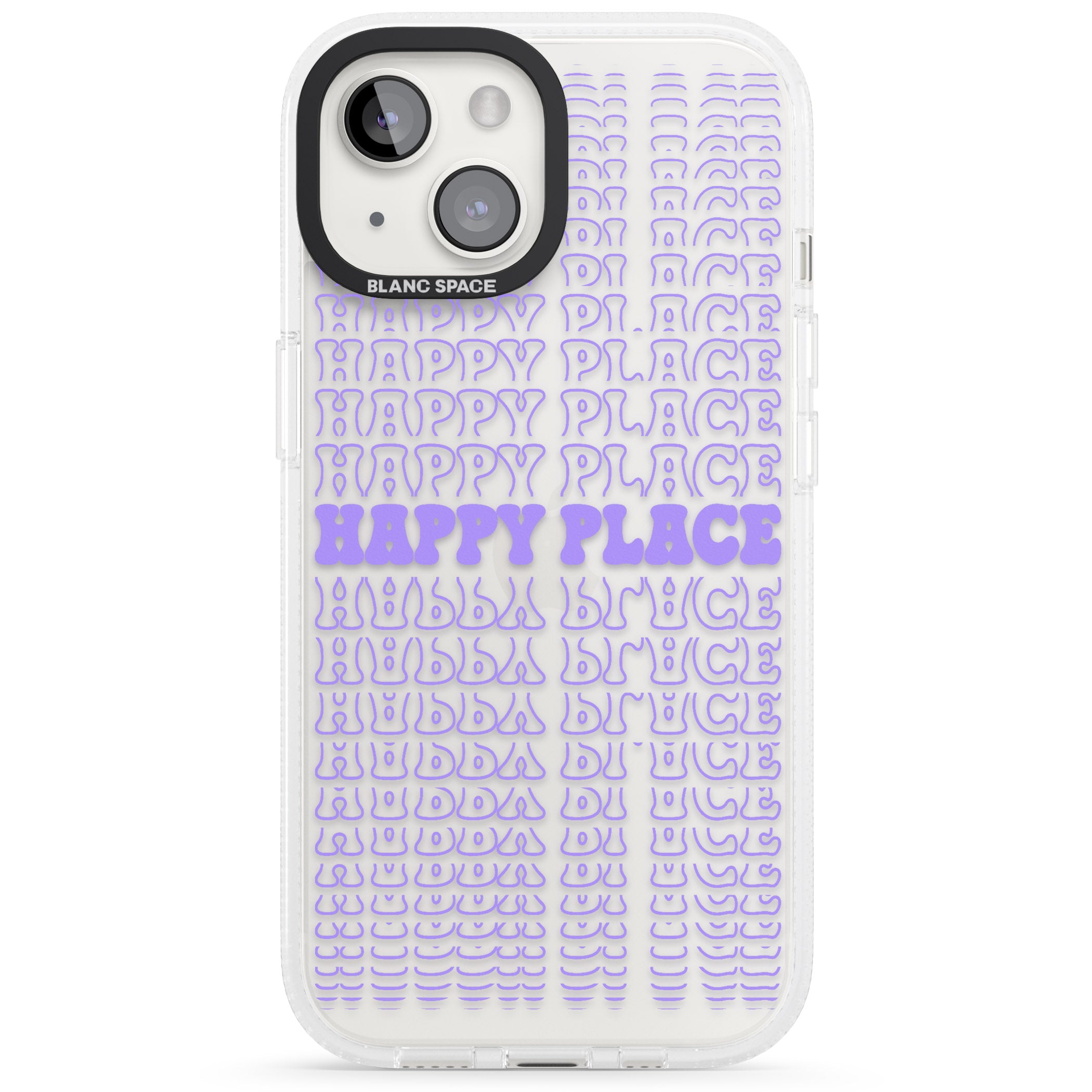 Happy Place (Purple) iPhone 15 / 14 / 13 Clear Case Impact Air - Blanc Space