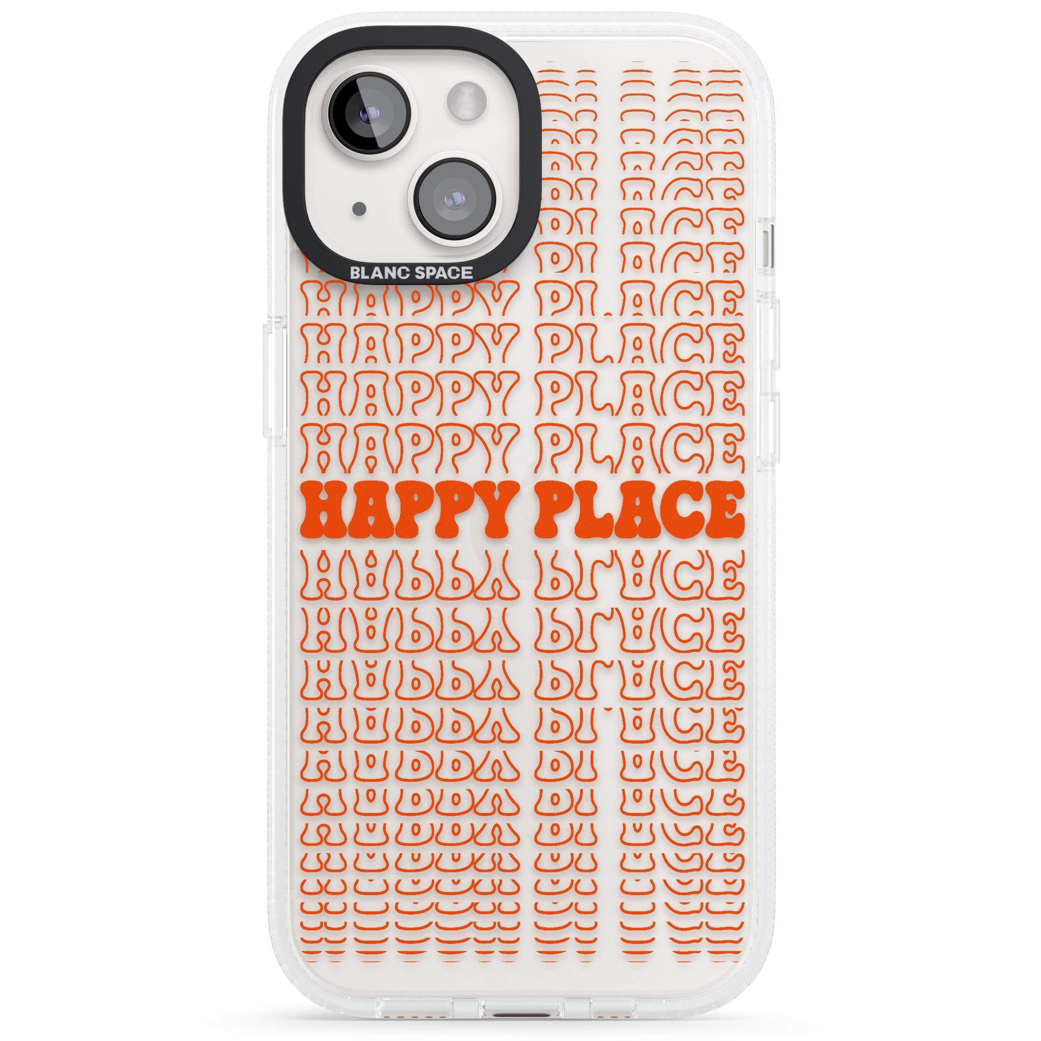 Happy Place (Orange) iPhone 15 / 14 / 13 Clear Case Impact Air - Blanc Space