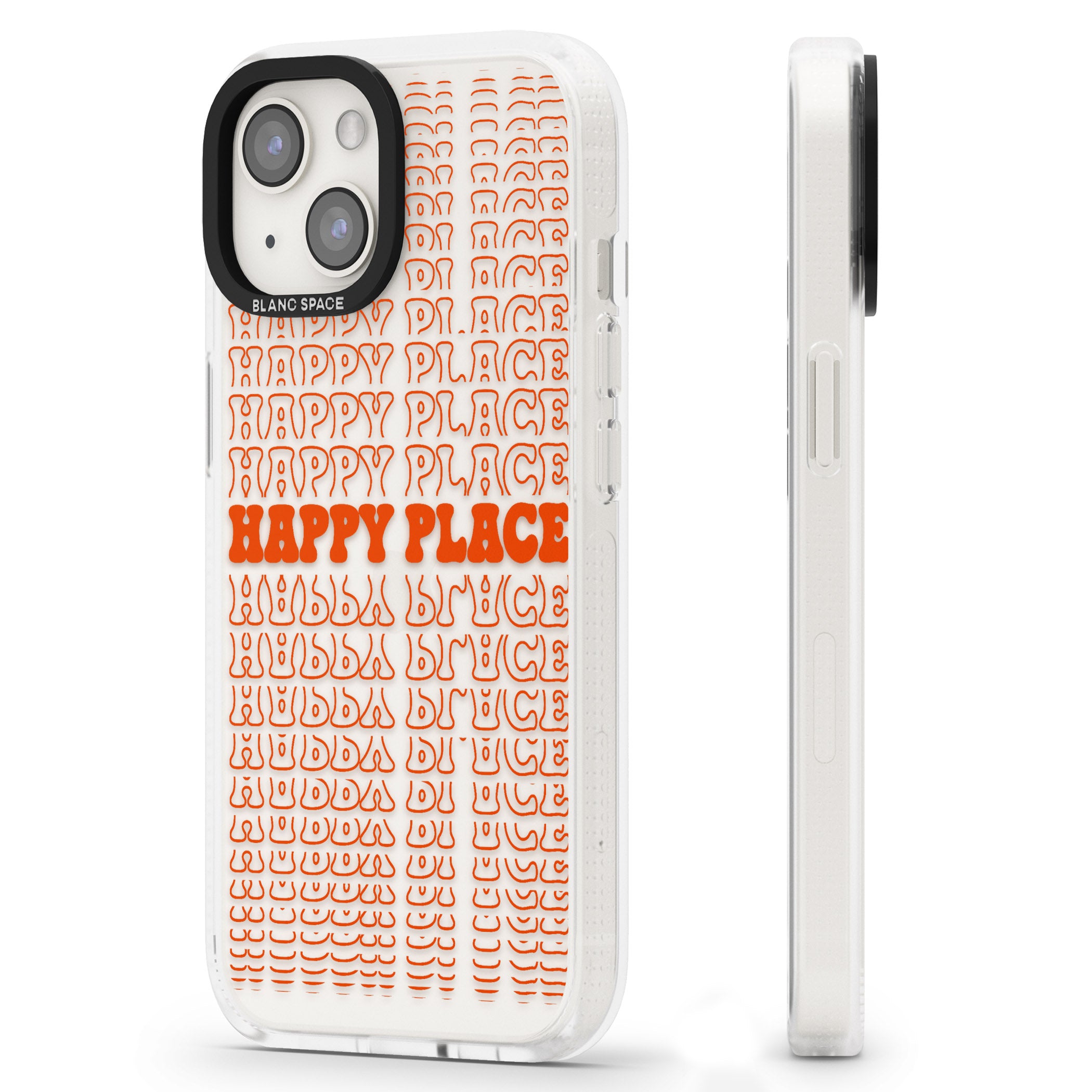 Happy Place (Orange) iPhone 15 / 14 / 13 Clear Case Impact Air - Blanc Space