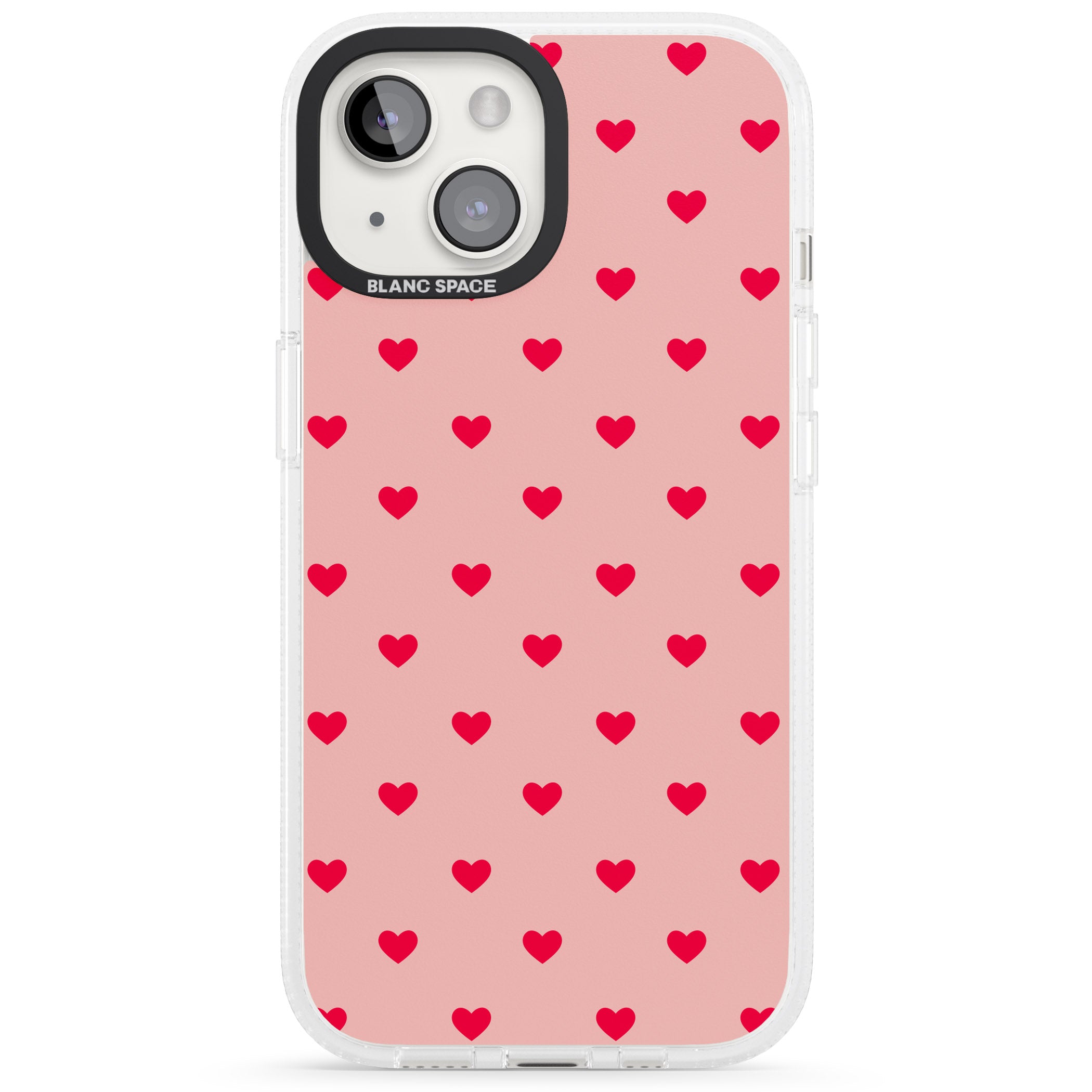 Small Heart Pattern: Red & Pink iPhone 15 / 14 / 13 Clear Case Impact Air - Blanc Space