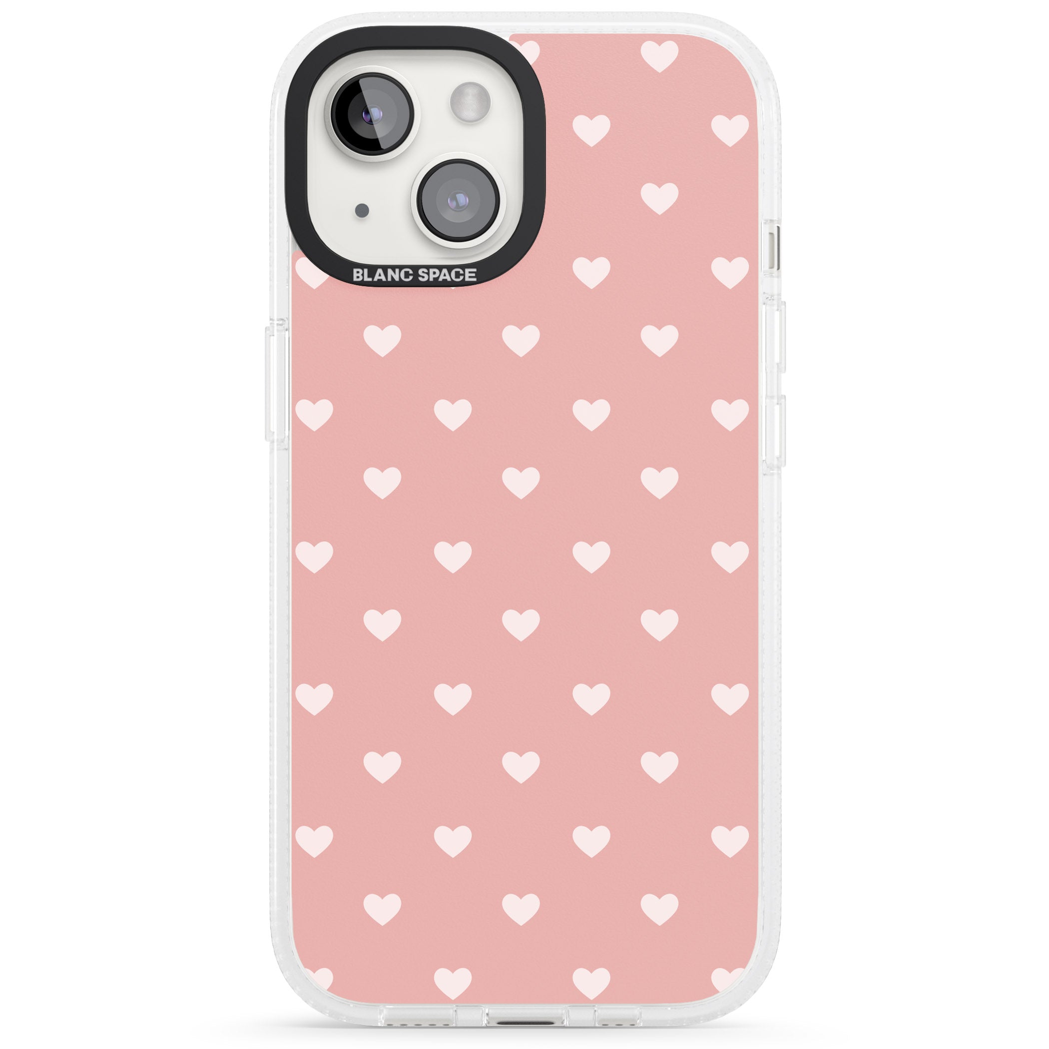 Small Heart Pattern: Pink iPhone 15 / 14 / 13 Clear Case Impact Air - Blanc Space