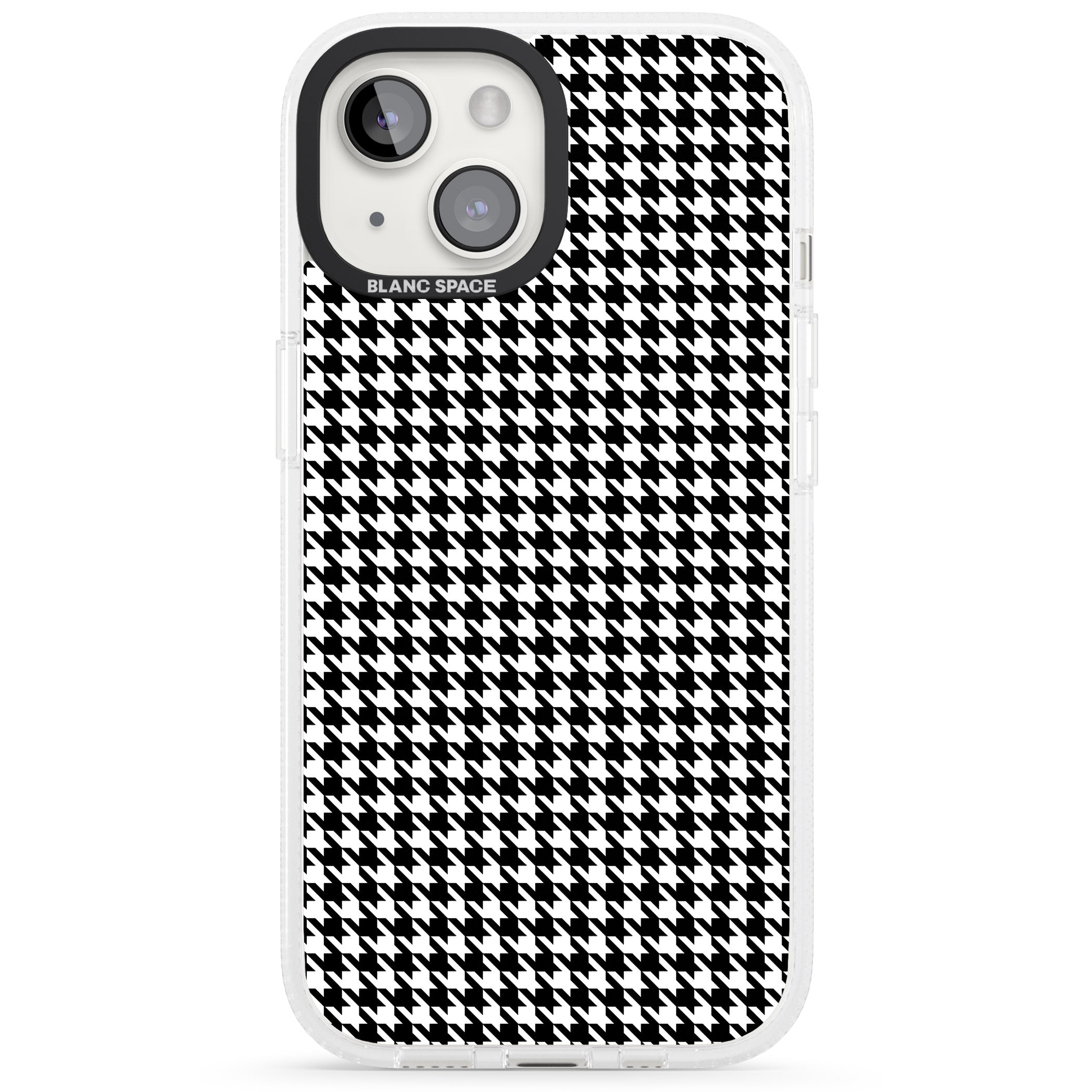 Black Houndstooth Pattern iPhone 15 / 14 / 13 Clear Case Impact Air - Blanc Space