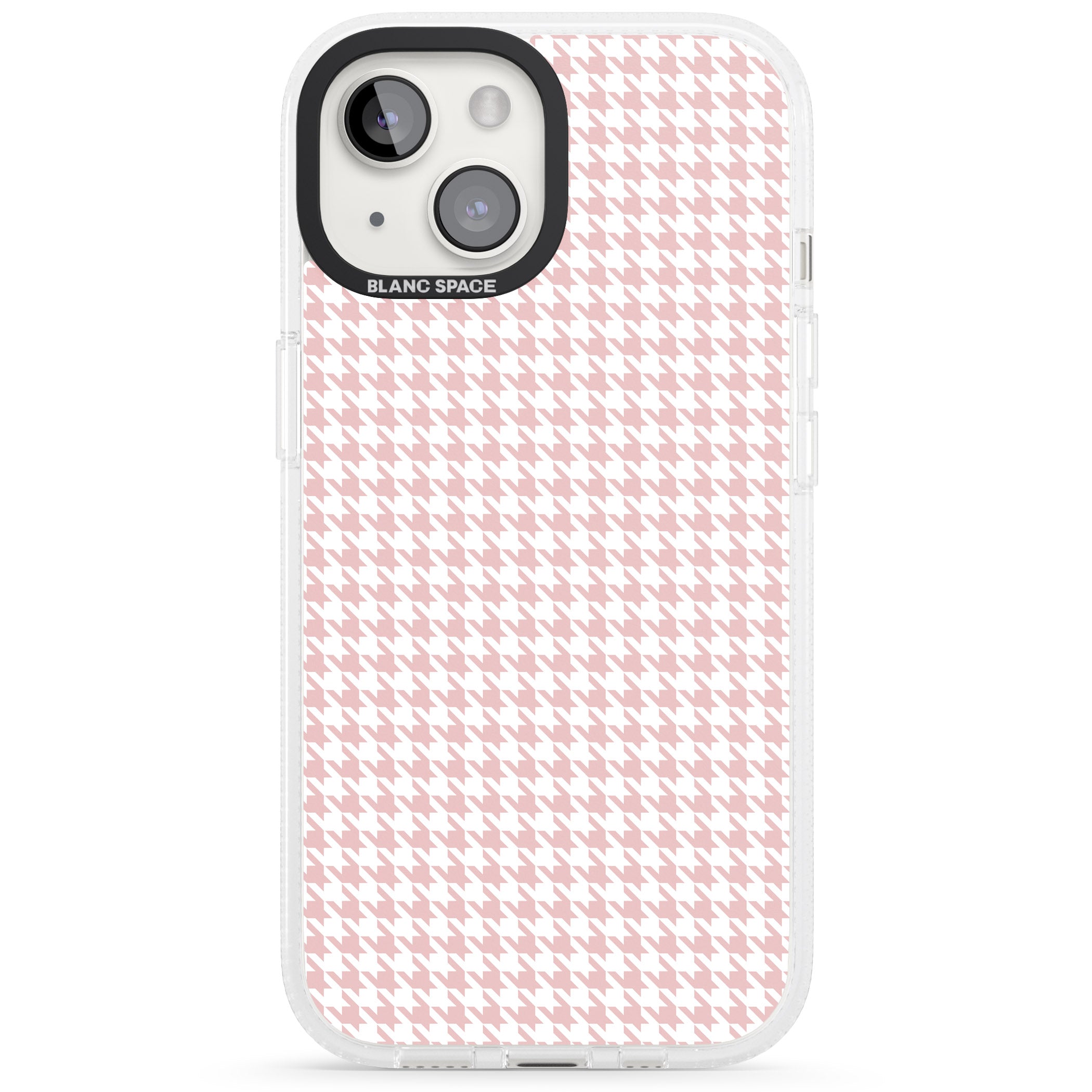 Pink Houndstooth Pattern iPhone 15 / 14 / 13 Clear Case Impact Air - Blanc Space