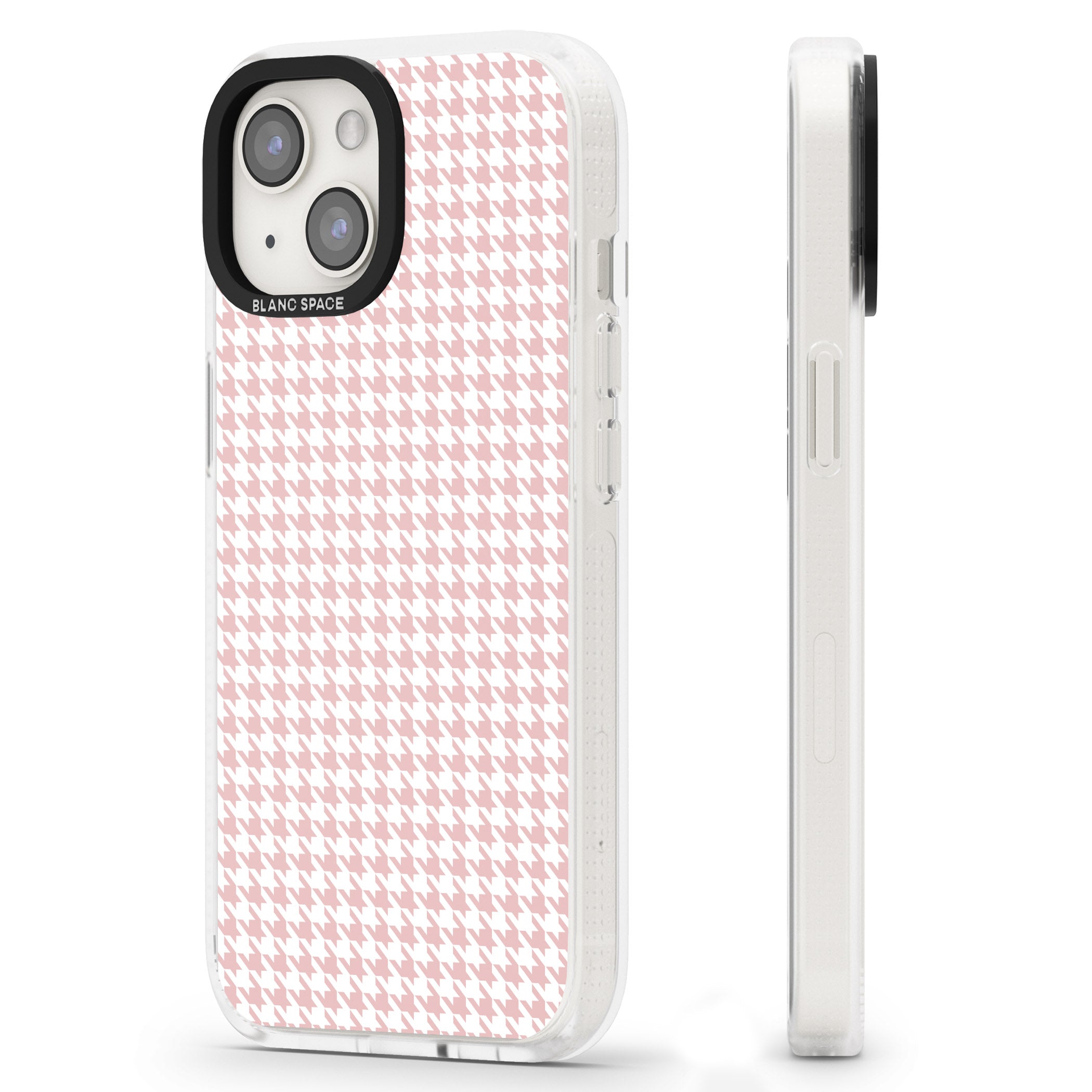 Pink Houndstooth Pattern iPhone 15 / 14 / 13 Clear Case Impact Air - Blanc Space