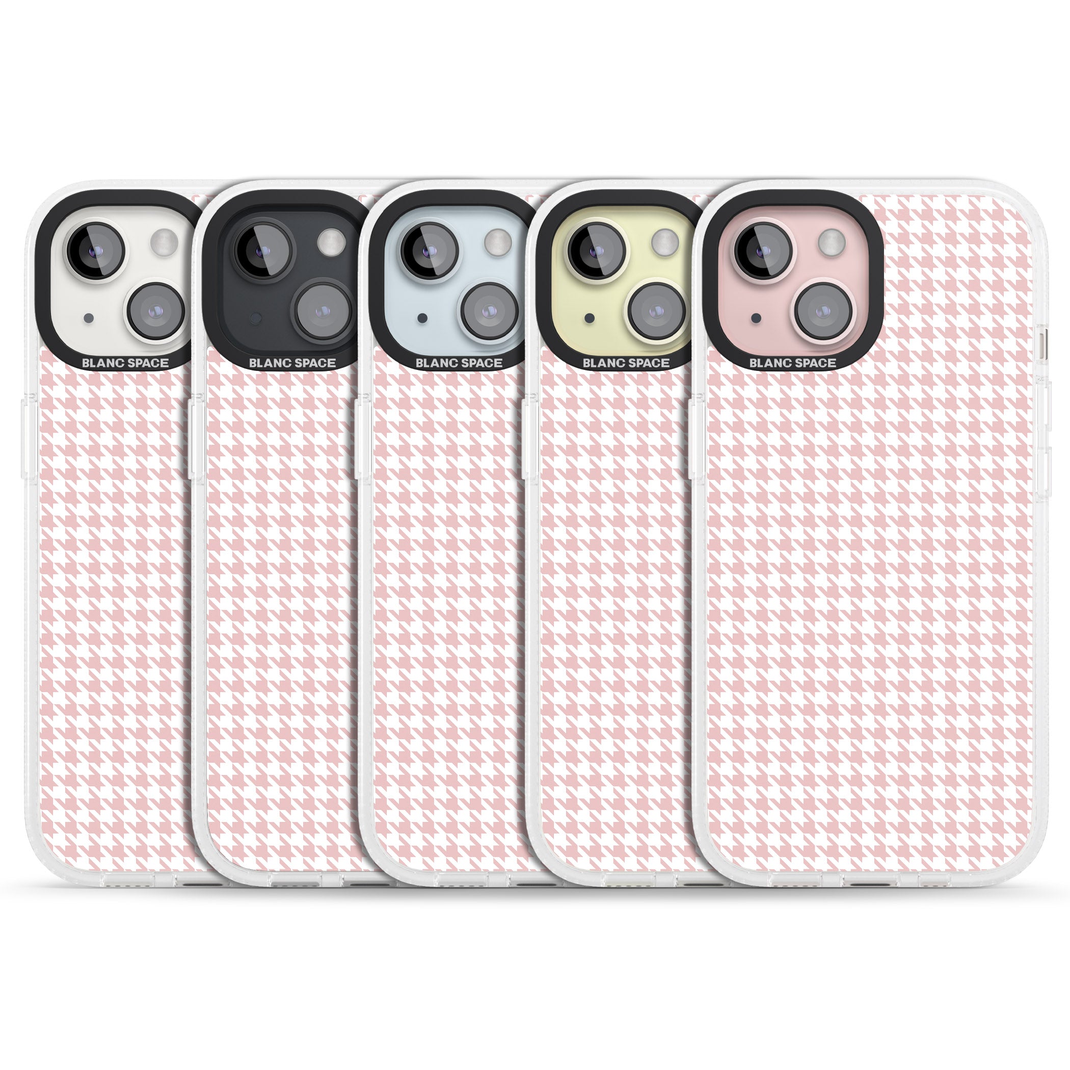 Pink Houndstooth Pattern iPhone 15 / 14 / 13 Clear Case Impact Air - Blanc Space