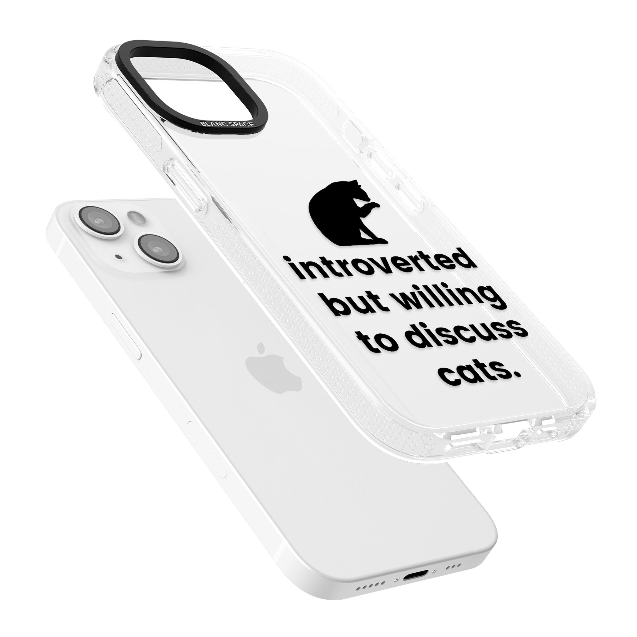 Introverted But Willing To Discuss Cats iPhone 15 / 14 / 13 Clear Case Impact Air - Blanc Space