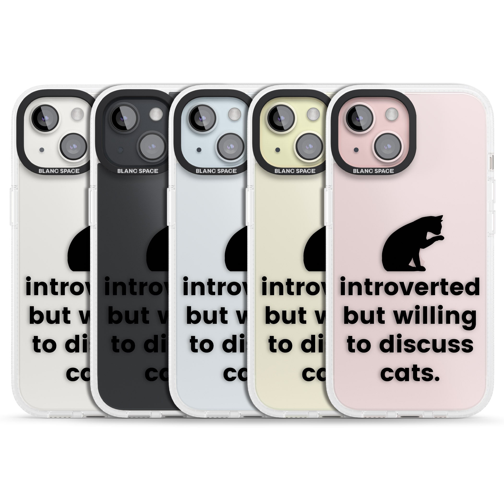 Introverted But Willing To Discuss Cats iPhone 15 / 14 / 13 Clear Case Impact Air - Blanc Space