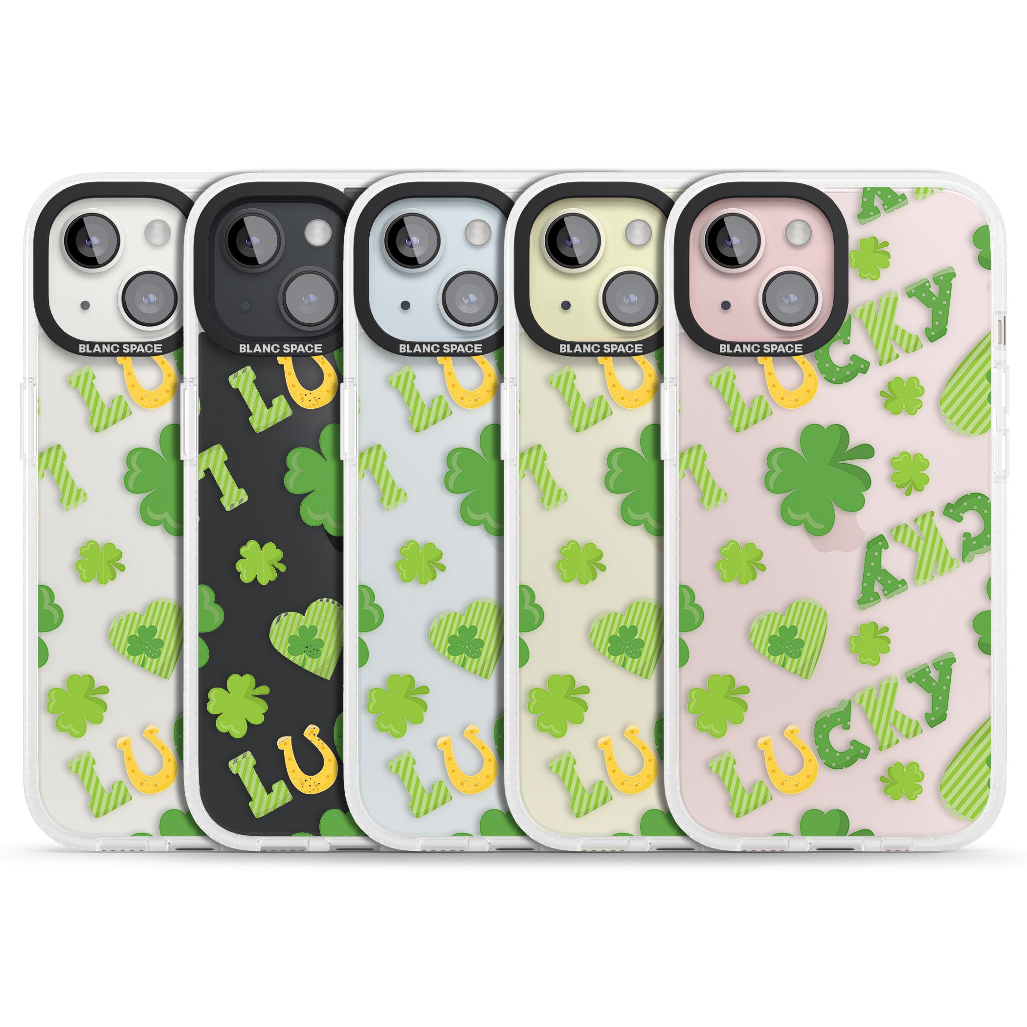 Lucky Irish Clover iPhone 15 / 14 / 13 Clear Case Impact Air - Blanc Space