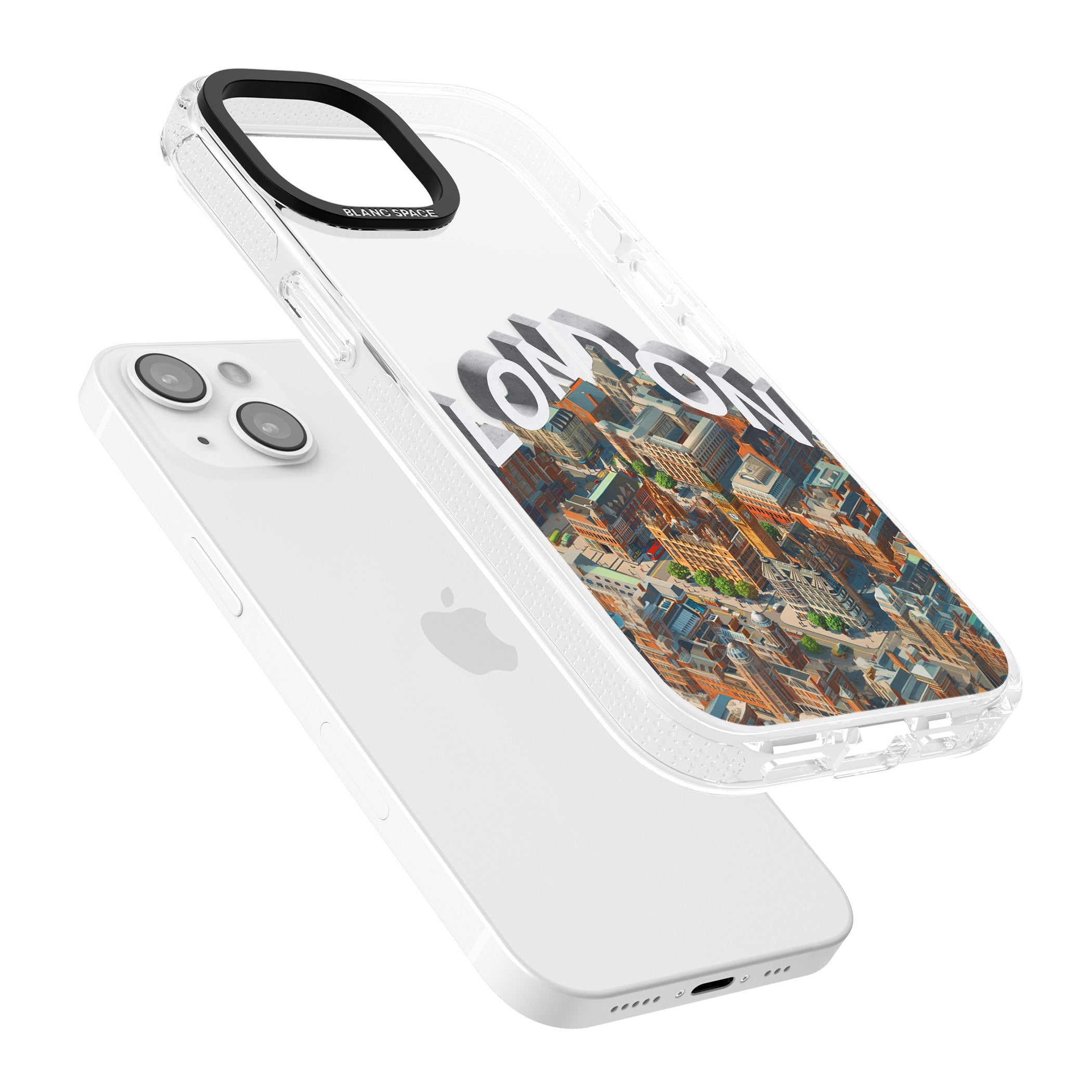 London iPhone 15 / 14 / 13 Clear Case Impact Air - Blanc Space
