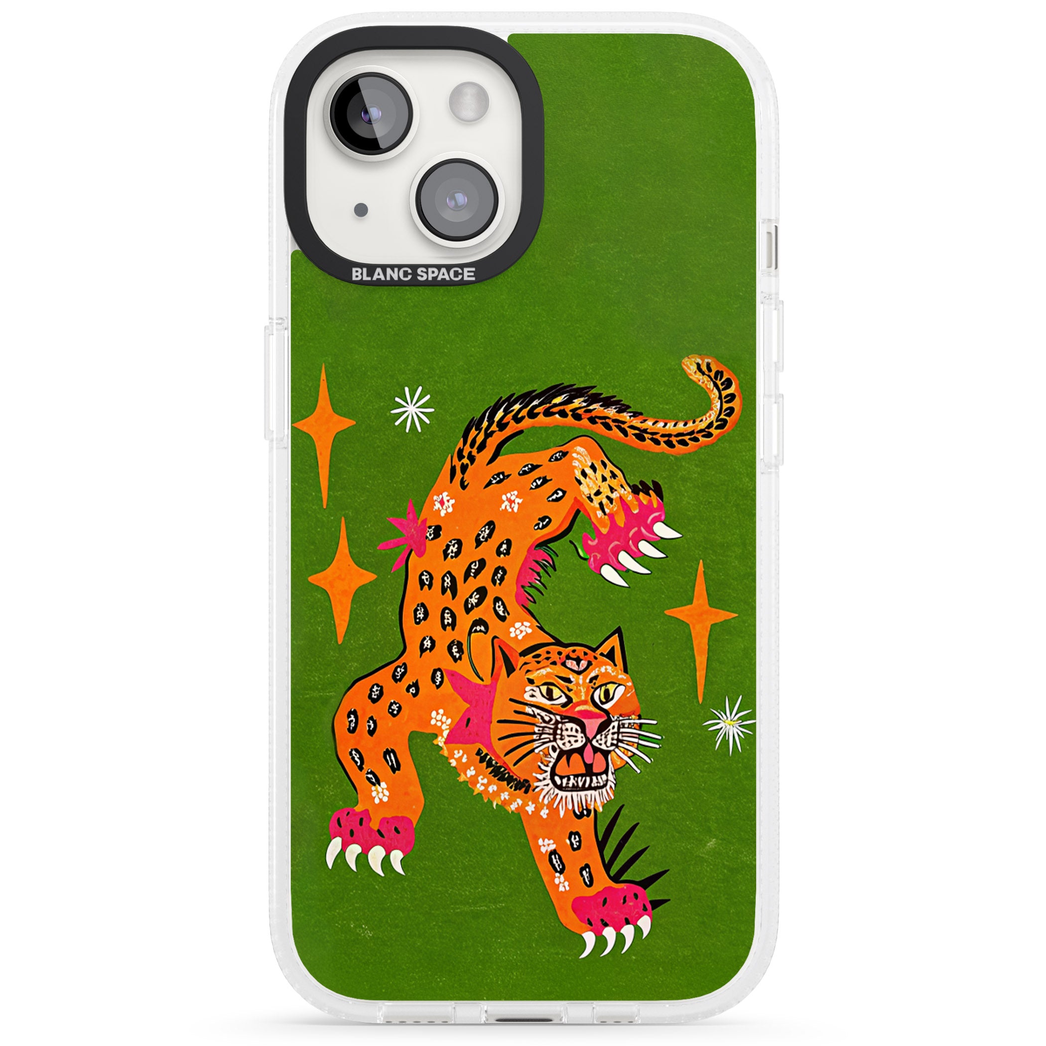 Fierce Jaguar iPhone 15 / 14 / 13 Clear Case Impact Air - Blanc Space