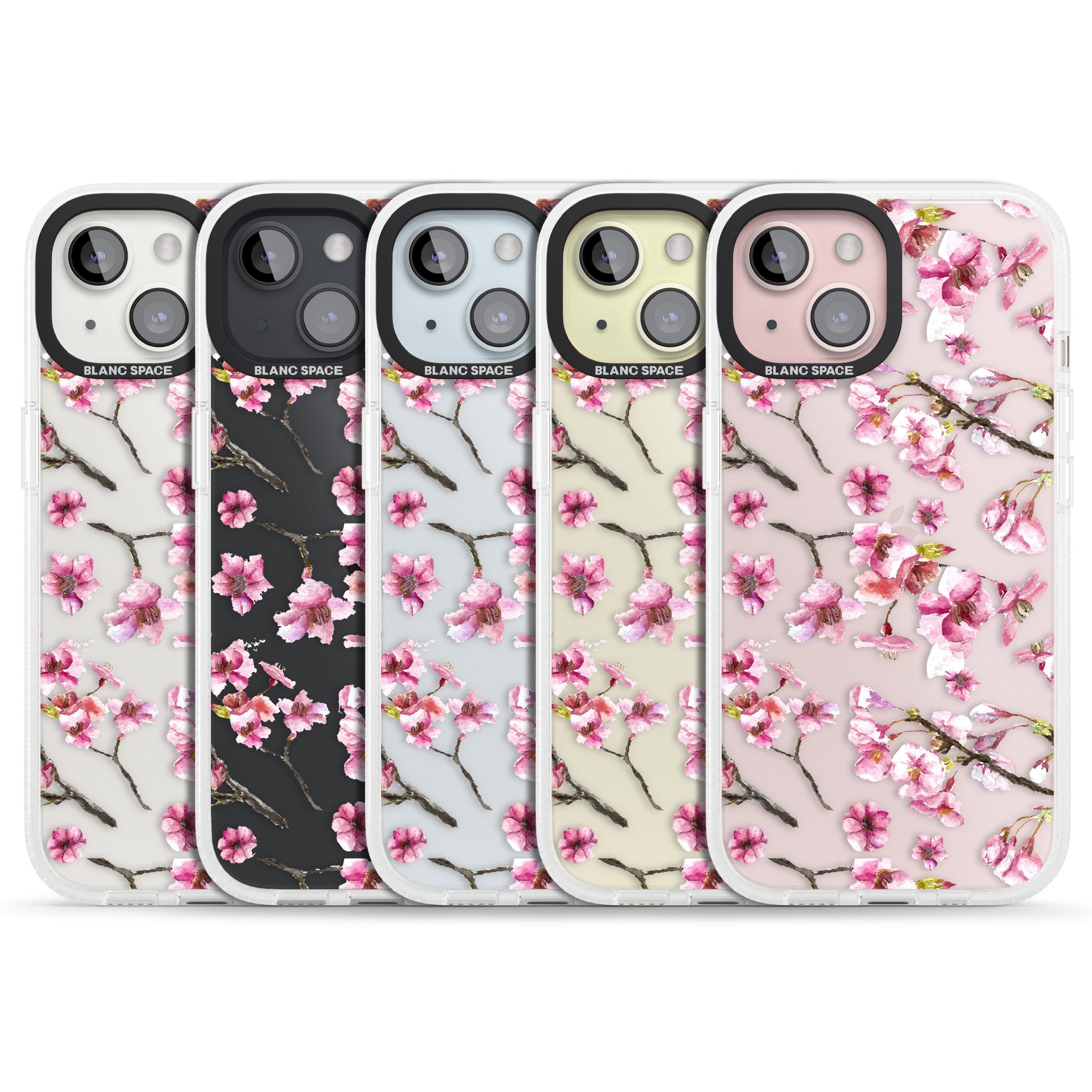 Sakura Watercolour iPhone 15 / 14 / 13 Clear Case Impact Air - Blanc Space