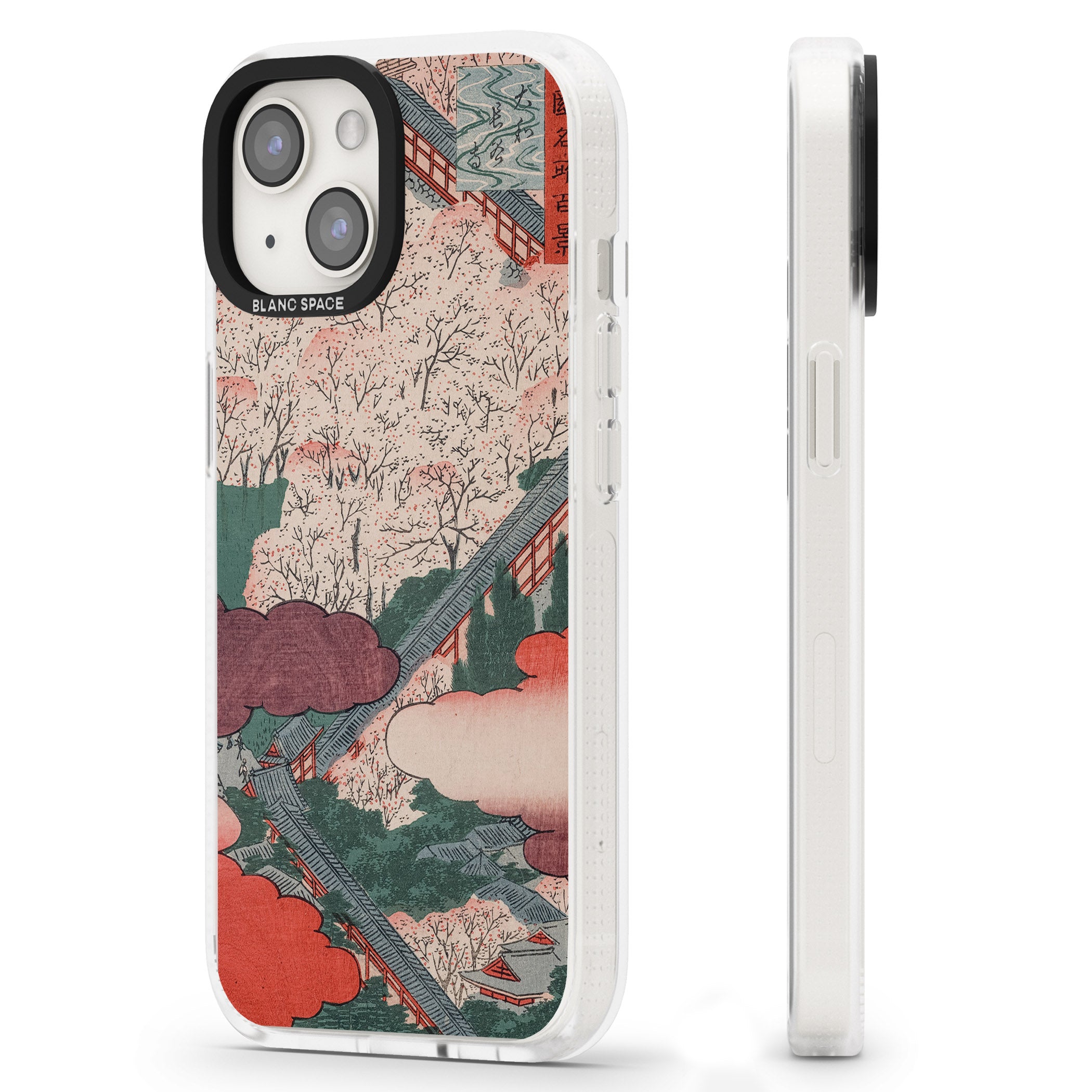 Vintage Japanese Illustrations Japanese City iPhone 15 / 14 / 13 Clear Case Impact Air - Blanc Space