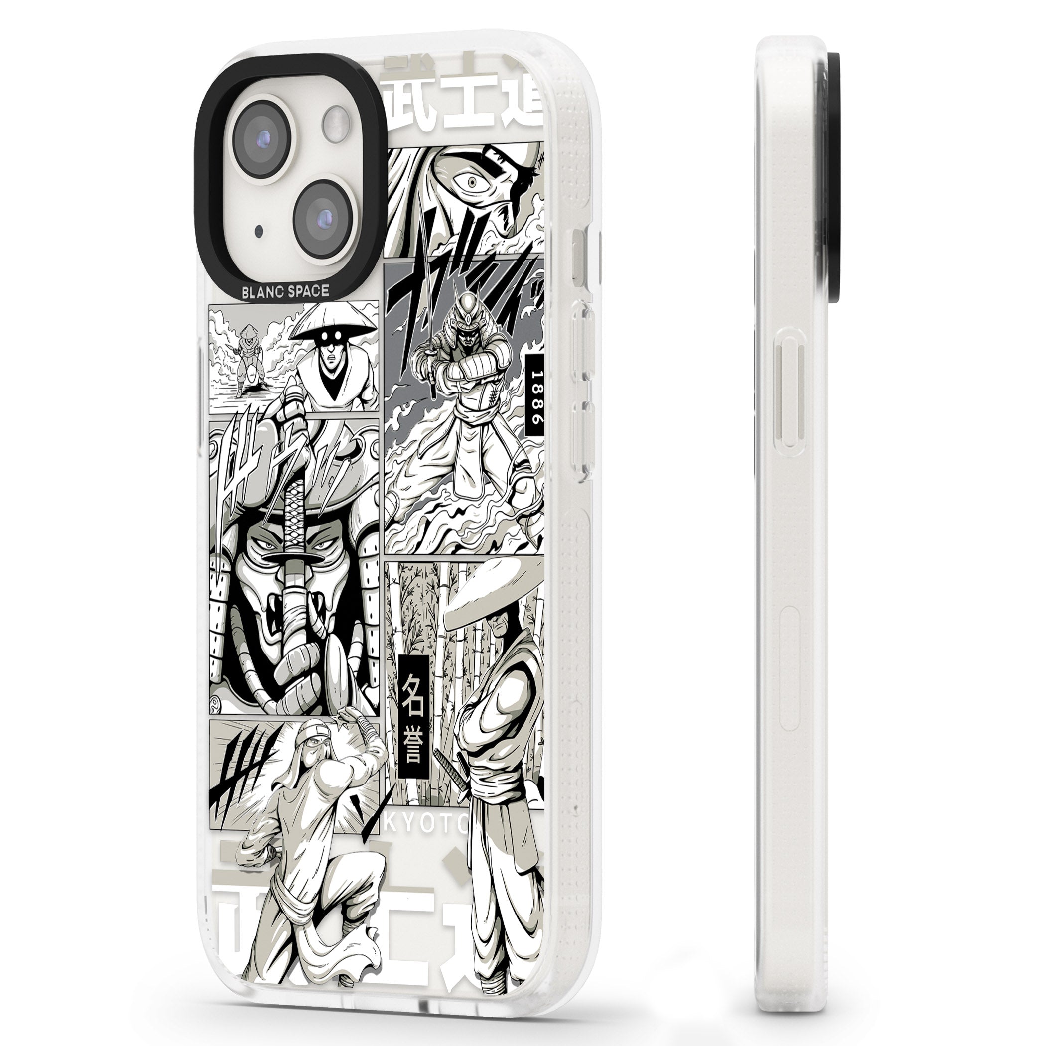 Greyscale Anime Comic iPhone 15 / 14 / 13 Clear Case Impact Air - Blanc Space