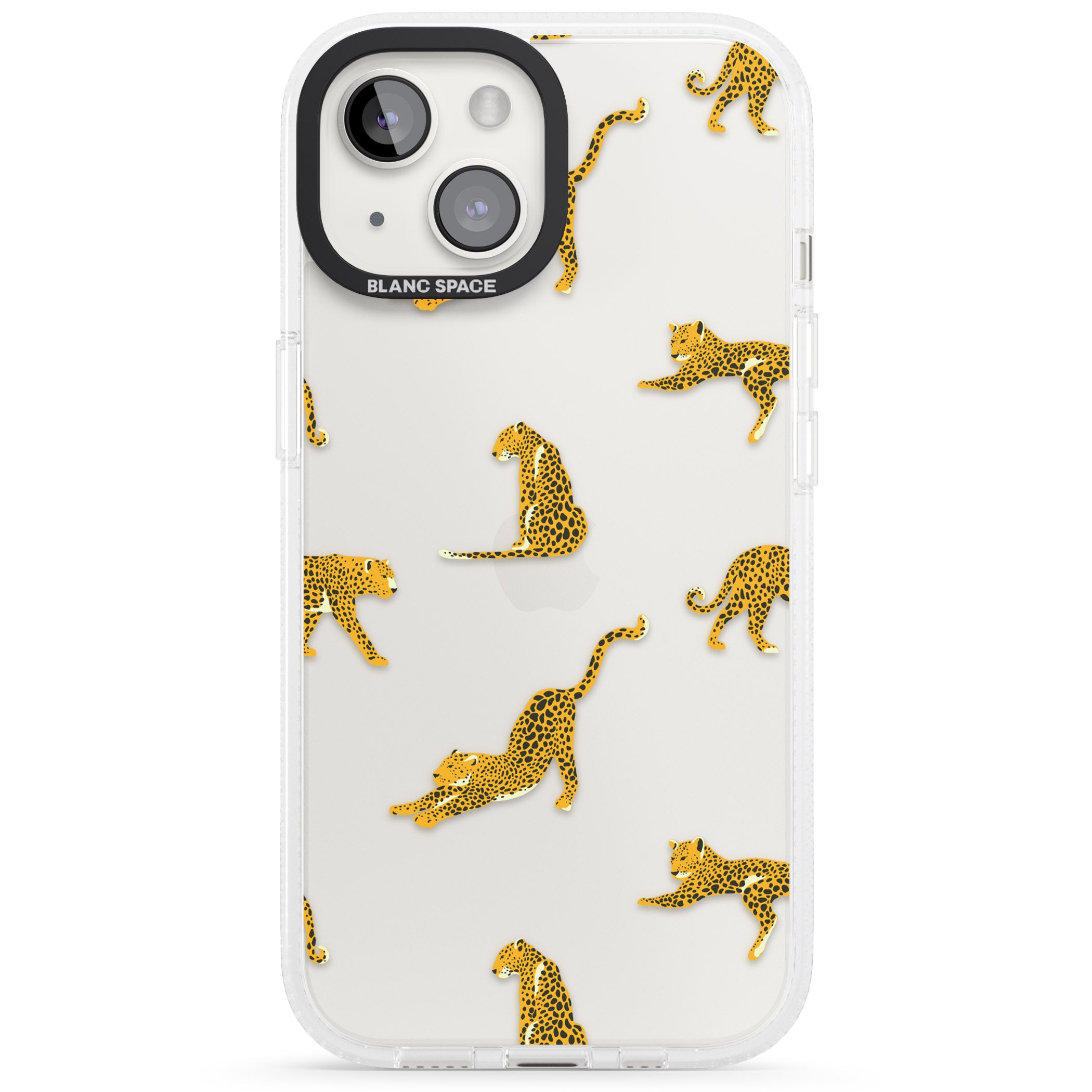 Clear Jaguar Jungle Cat Pattern iPhone 15 / 14 / 13 Clear Case Impact Air - Blanc Space